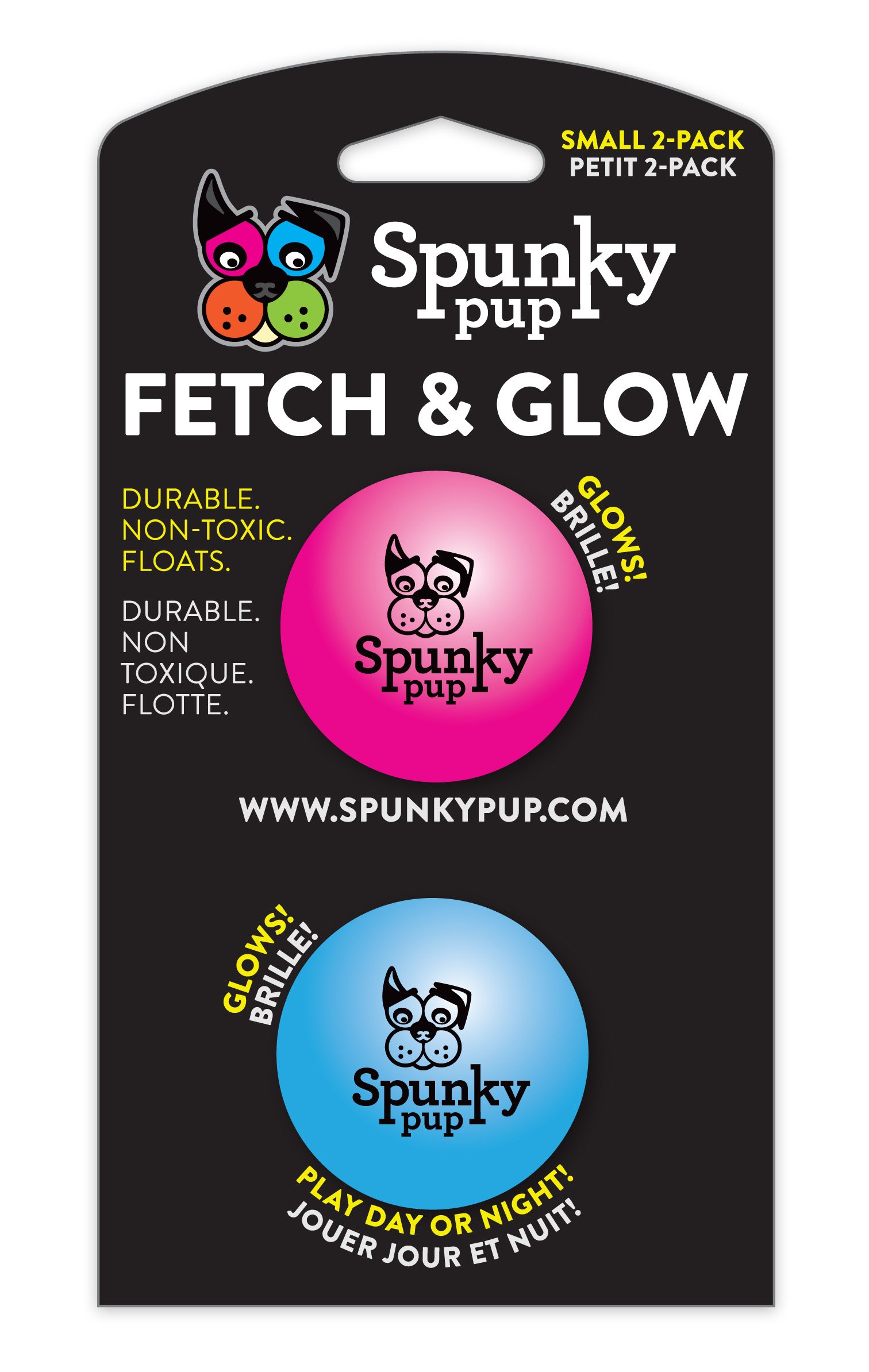 Spunky Pup Fetch & Glow Dog Toy - Durable Glow in The Dark Ball for Nighttime Play, Outdoor Fetch & Training - Perfect for Active Dogs & Puppies