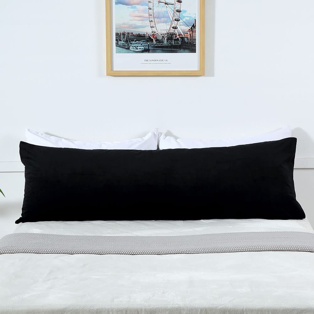 YANHOMY 20x54 Inch Black Body Pillow Cover - Soft Long Pillowcase with Hidden Zipper for Adults & Pregnancy Support - Perfect for Side Sleepers, Maternity Comfort & Home Decor