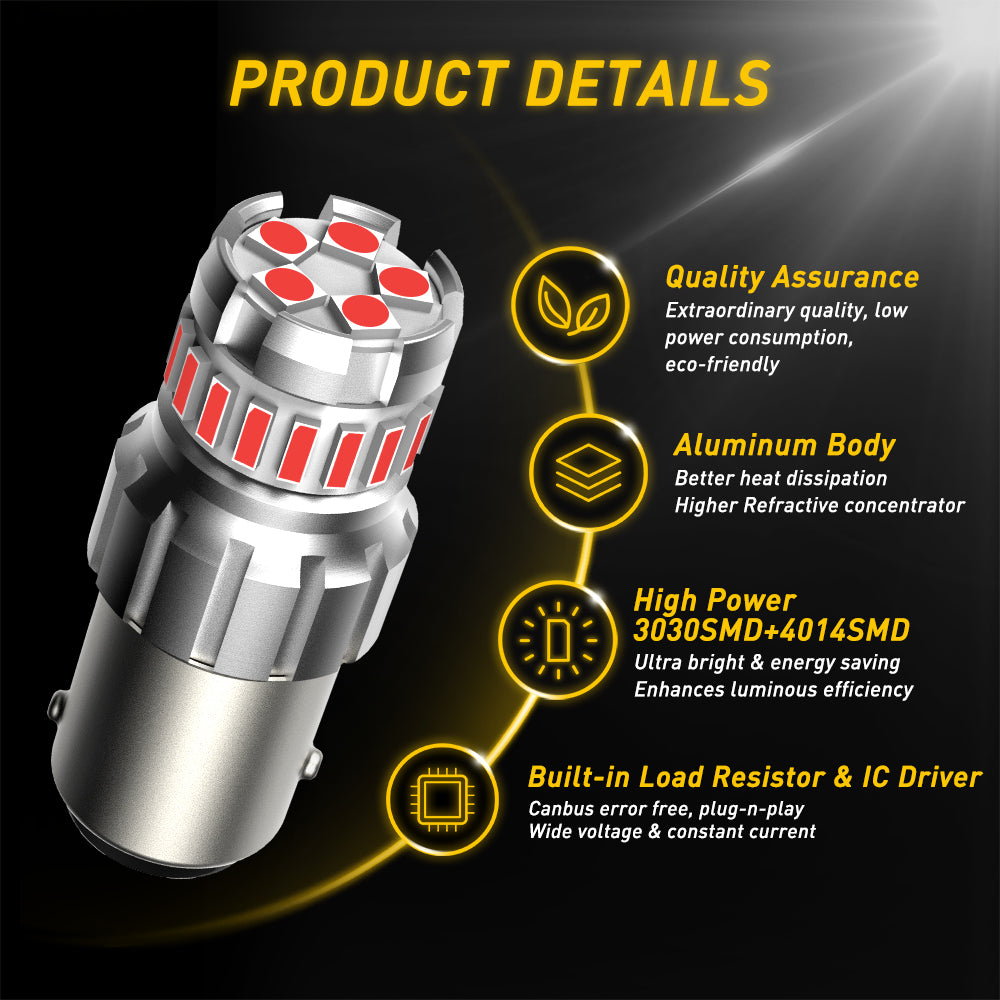 1156 LED Bulb - Super Bright Red Brake Tail Light Replacement Bulbs, Instant On No Delay - Perfect for Cars, Trucks, Motorcycles & RVs