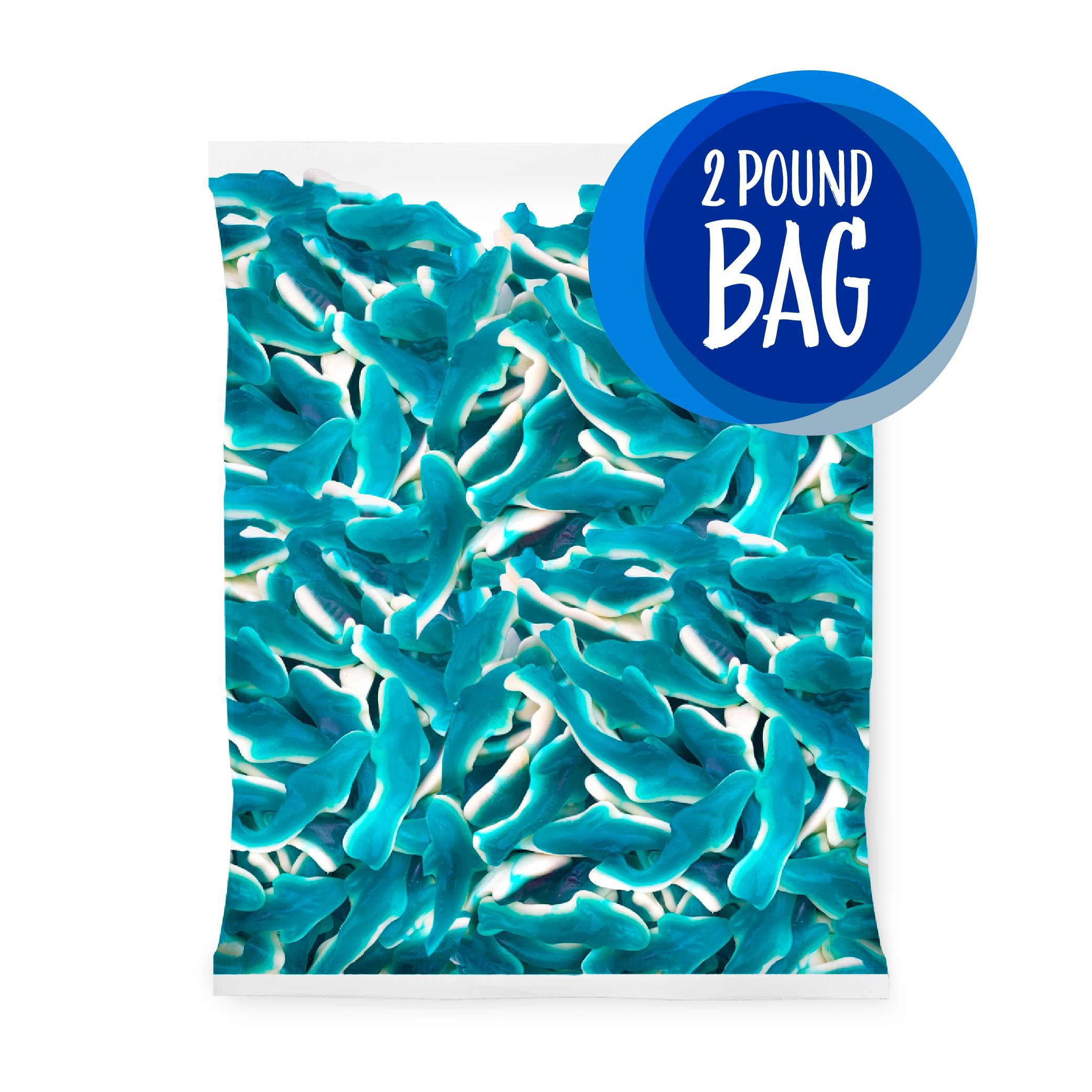 Blue Sharks Gummy Candy - 2-Pound Bulk Bag | Sour Blue Raspberry Flavor | Perfect for Parties, Movie Nights & Snack Time