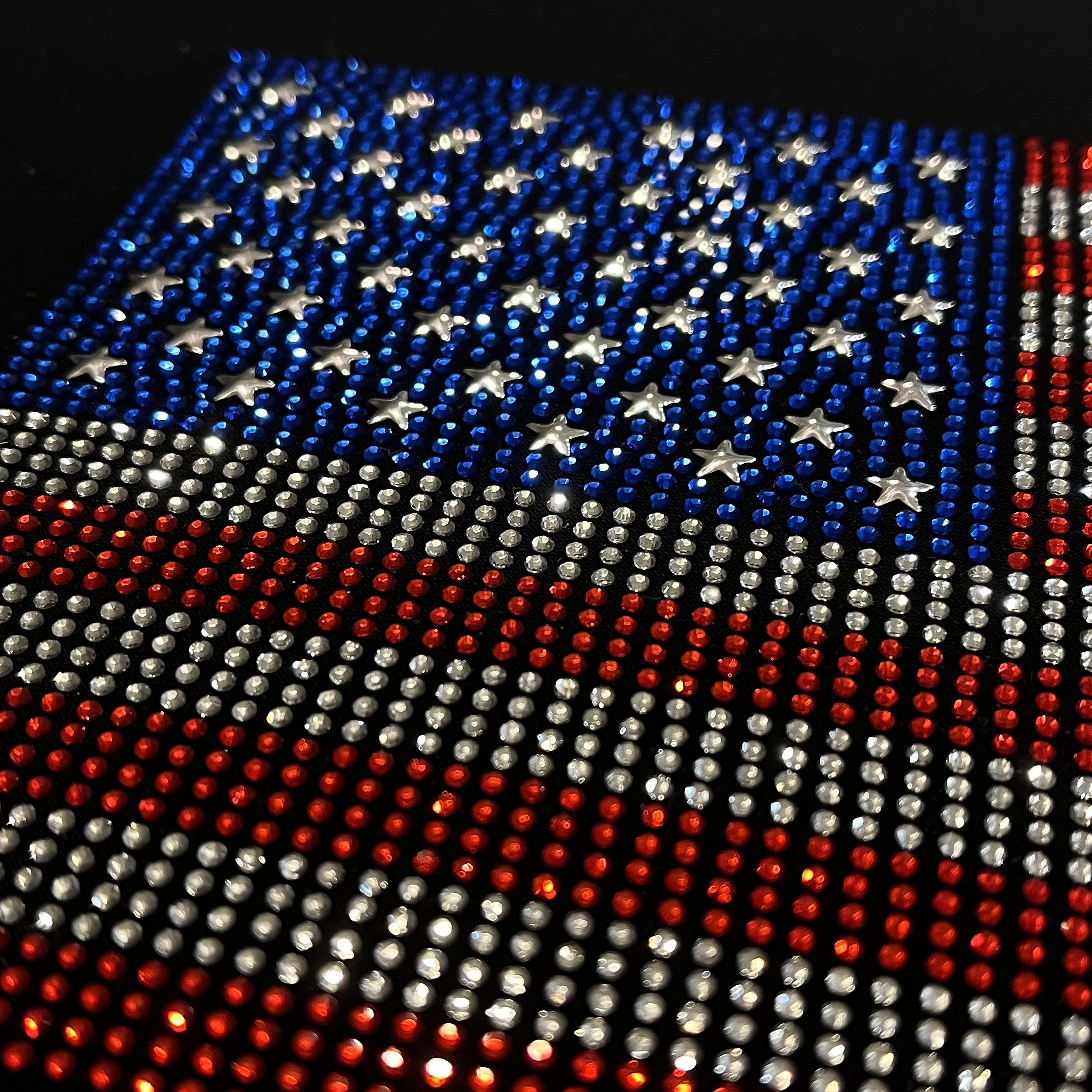 USA Rhinestone Heat Transfer Flag Design - Custom Hot Fix Patriotic Flag for DIY Crafts, T-Shirts & Apparel Decoration