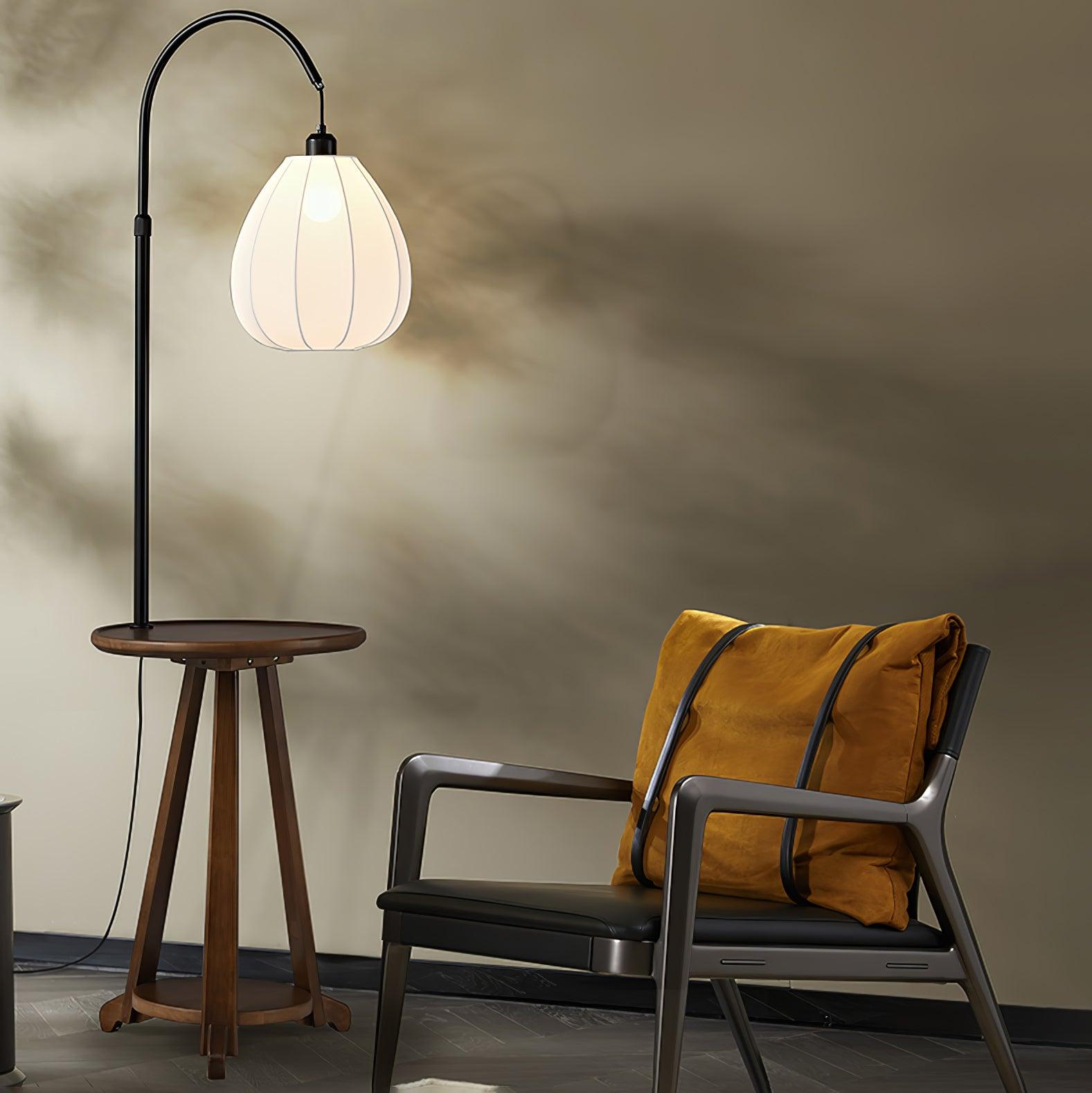 Modern Arc Side Table Floor Lamp with Adjustable Height - Perfect for Living Room, Bedroom, or Office Lighting