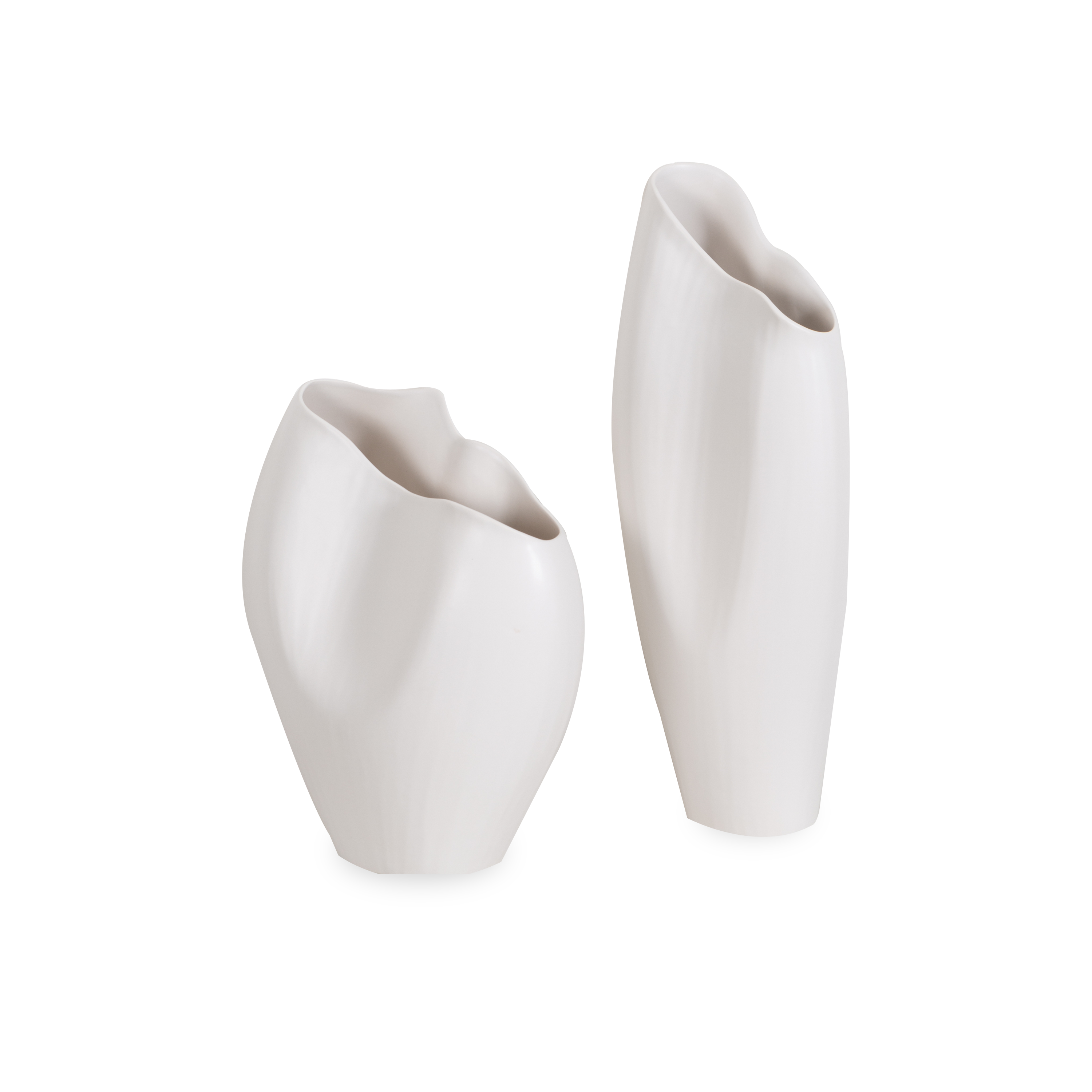 Elegant White Horn Vase - Modern Home Decor for Living Room, Dining Table & Wedding Centerpieces - Handcrafted Ceramic Flower Vase for Fresh & Artificial Floral Arrangements