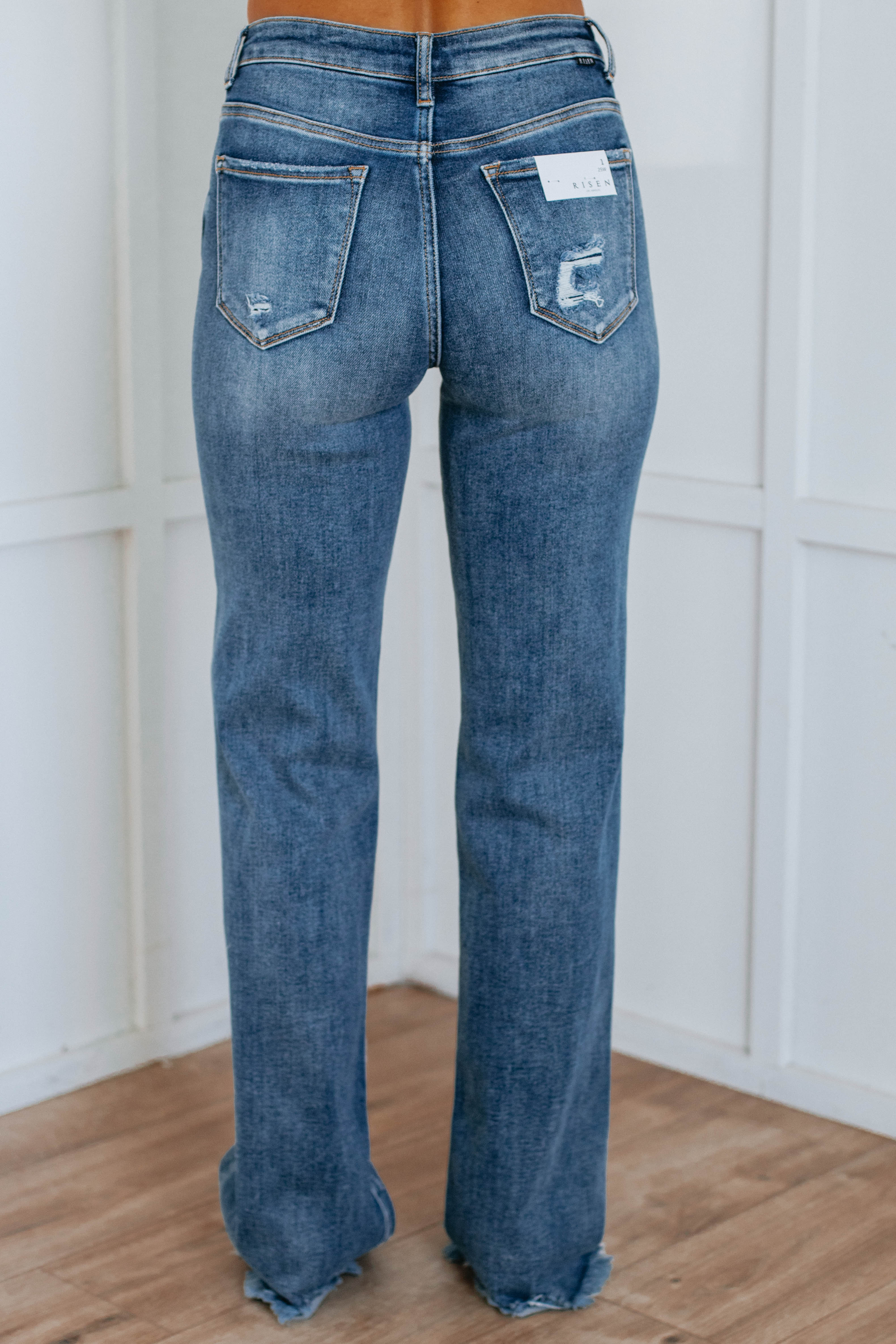 Aemi Risen Jeans for Women - Medium Wash Distressed Denim Pants - Perfect for Casual Wear, Street Style & Everyday Outfits