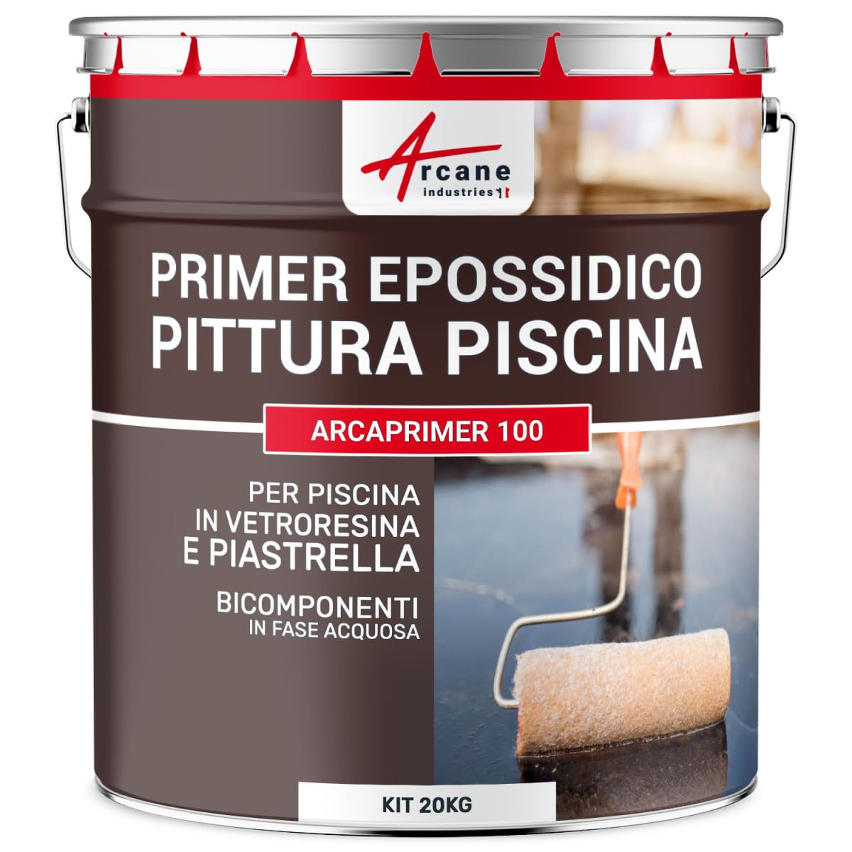 Epoxy Primer for Polyester Pools and Tiles - ARCAPRIMER 100-20 kg (Covers Up to 100 m²) - High-Performance Waterproof Coating by ARCANE INDUSTRIES - Ideal for Pool Renovation, Tile Repair, and Waterproofing Projects