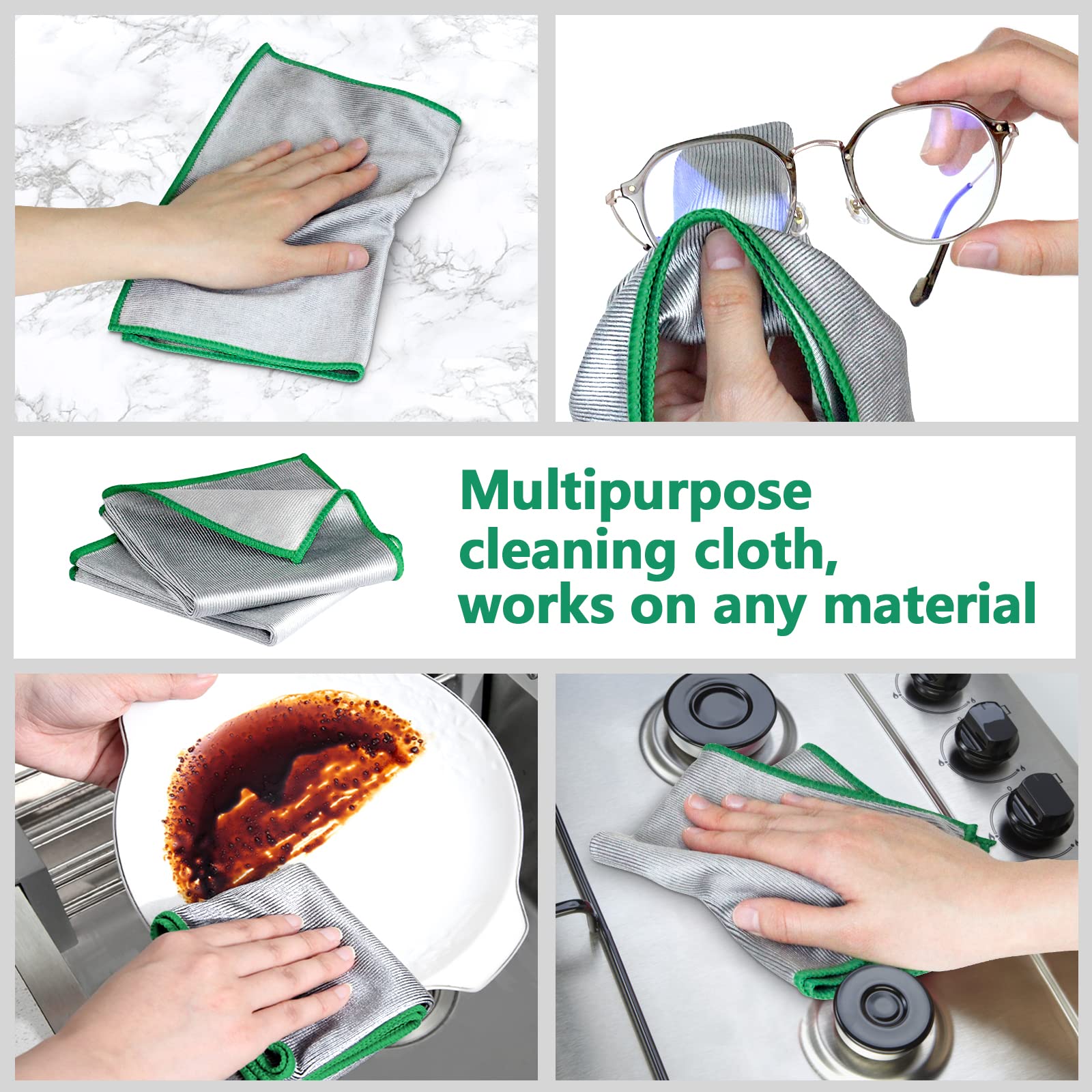 Airlab 6-Pack Magic Glass Cleaning Cloths - Double-Sided Lint-Free Microfiber Towels for Streak-Free Cleaning | Perfect for Wine Glasses, Windows, Mirrors, Dishes & Kitchen Surfaces (30x30cm) - Ideal for Home, Office & Car Cleaning