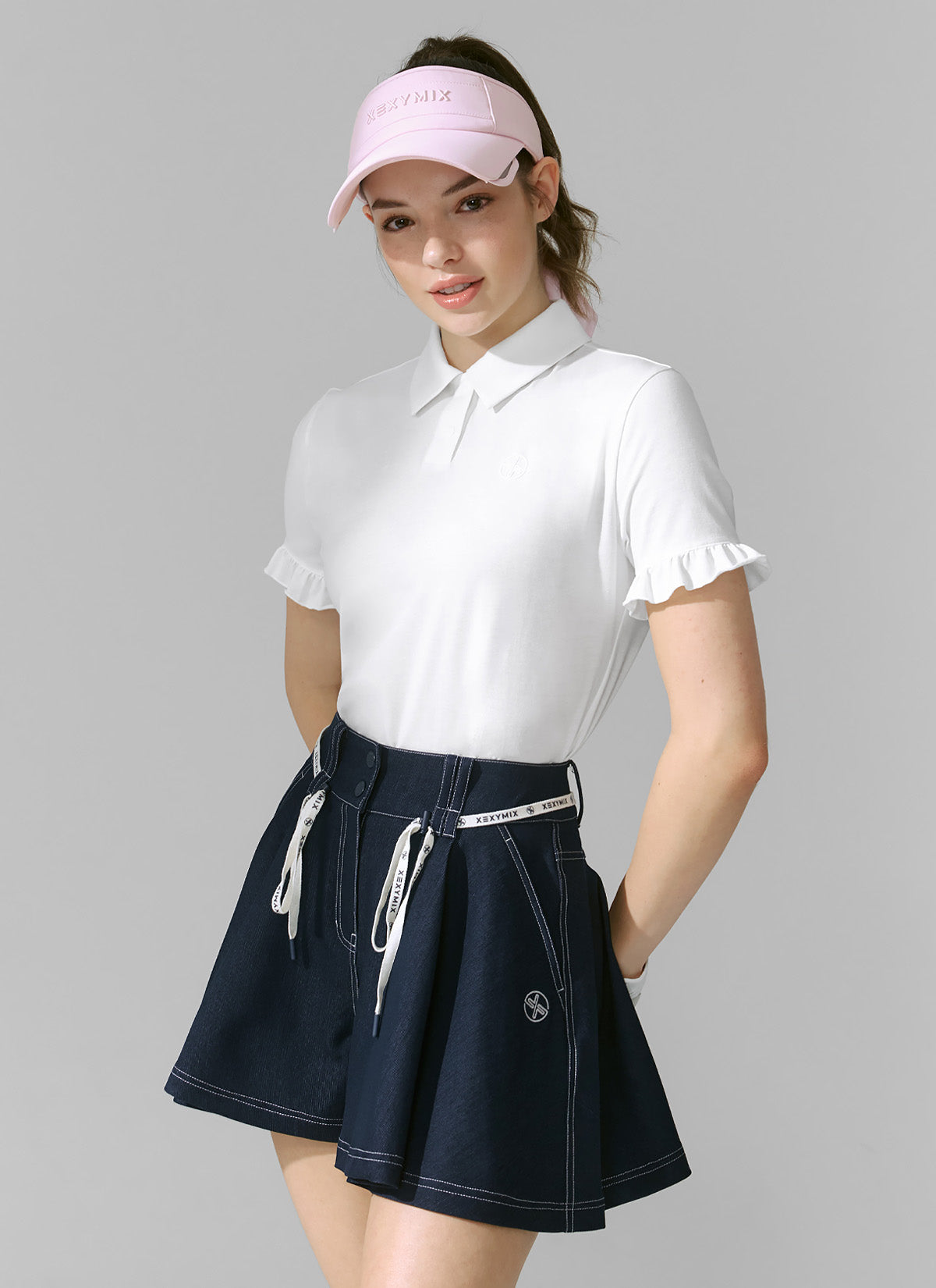 Women's Ruffle Sleeve Polo Shirt - Short Sleeve Cotton Blend Casual Top for Summer | Perfect for Office, Date Night & Weekend Outings