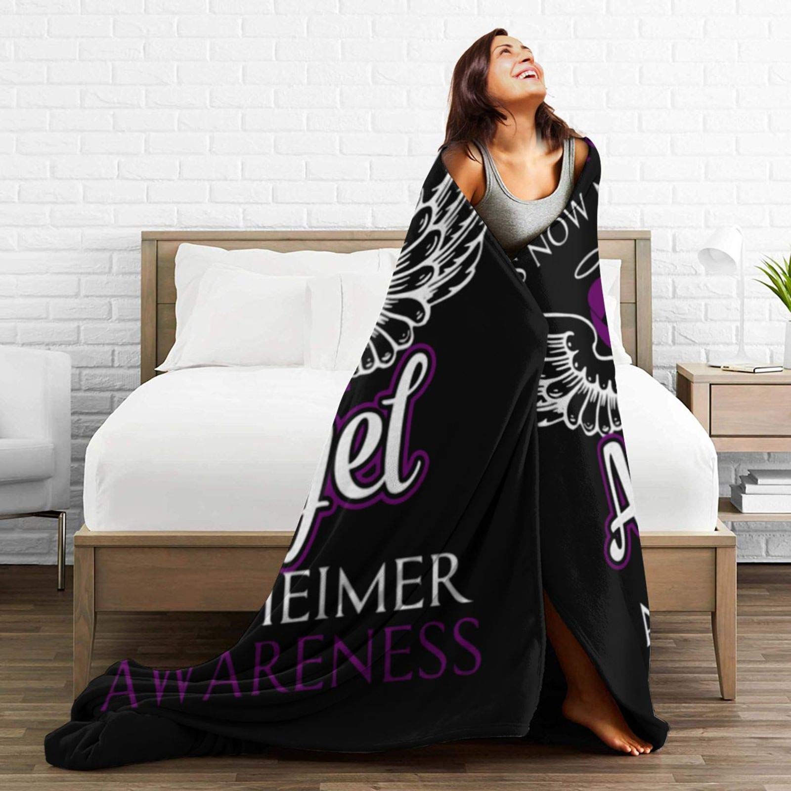 My Angel Alzheimer Awareness Throw Blanket - Ultra Soft Micro Fleece Blanket for Bed, Couch & Living Room - 60x50 Inches - Cozy Gift for Caregivers & Seniors (Perfect for Movie Nights, Nursing Homes & Memory Care)