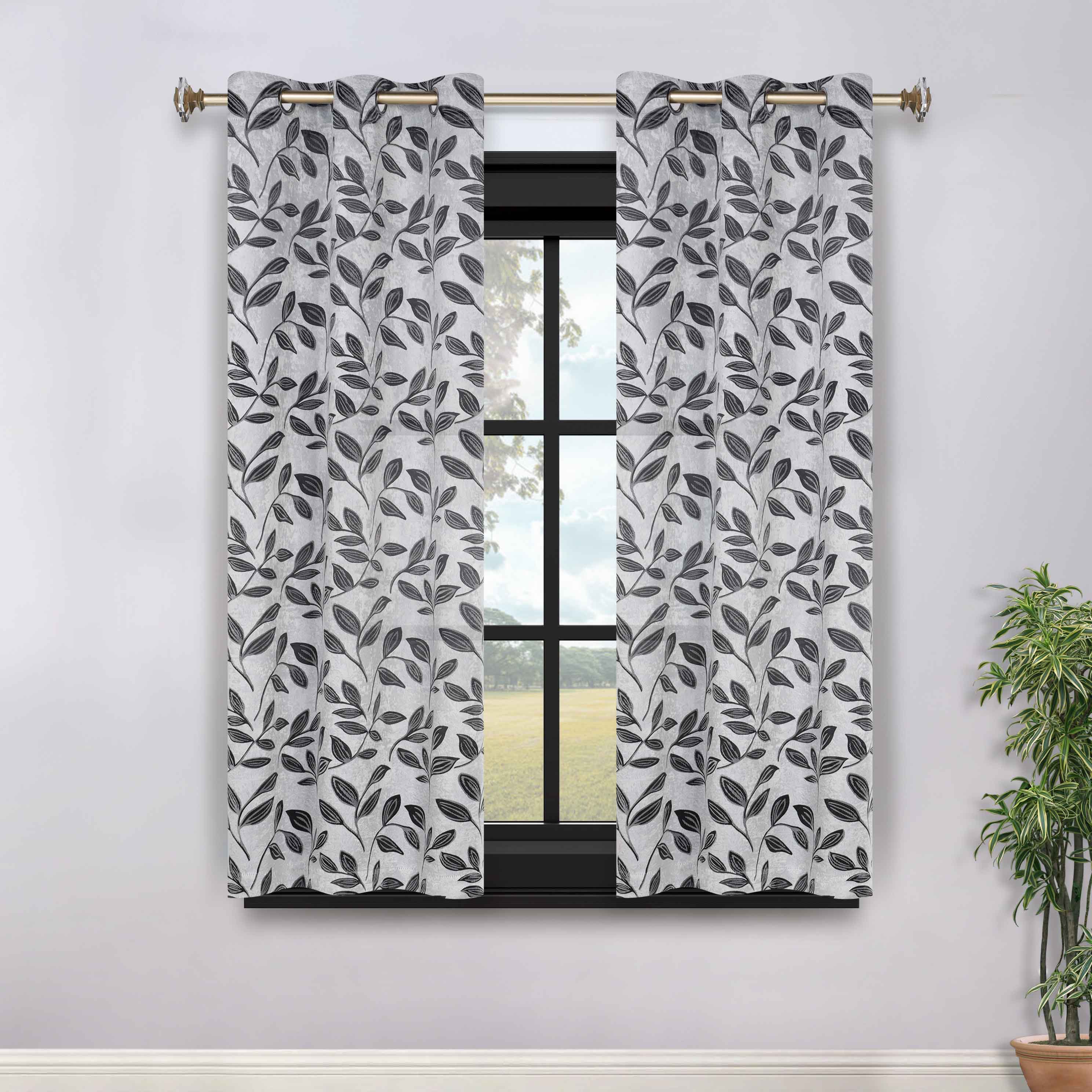 Leaves Grommet Blackout Curtains Set of 2 - Thermal Insulated Room Darkening Drapes for Bedroom & Living Room - Noise Reducing Window Treatment for Home Decor