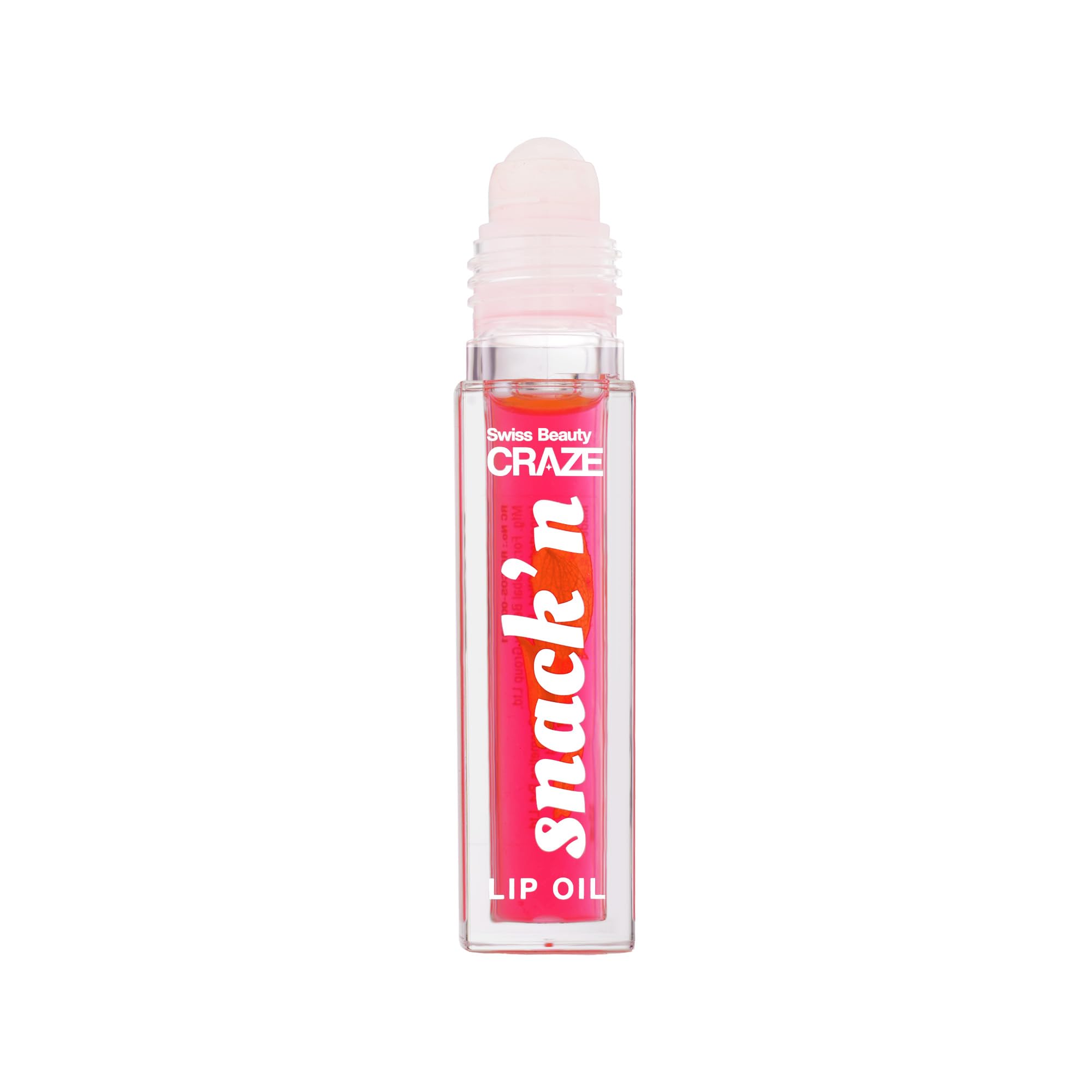 SWISS BEAUTY Craze Snack'N Nourishing Lip Oil with Vitamin E & Hyaluronic Acid - Glass-Like Shine, Apple Tart Shade (4.5ml, Pink) | Hydrating Lip Treatment for Daily Moisture & Glamorous Look | Perfect for Work, Date Night & Special Occasions