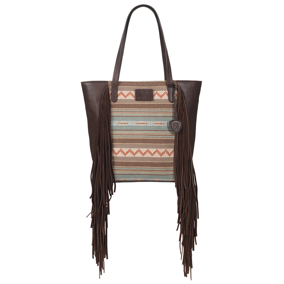 ARIAT Women's Serape Fringe Tote Bag - Stylish Brown Leather Handbag for Work, Travel & Everyday Use
