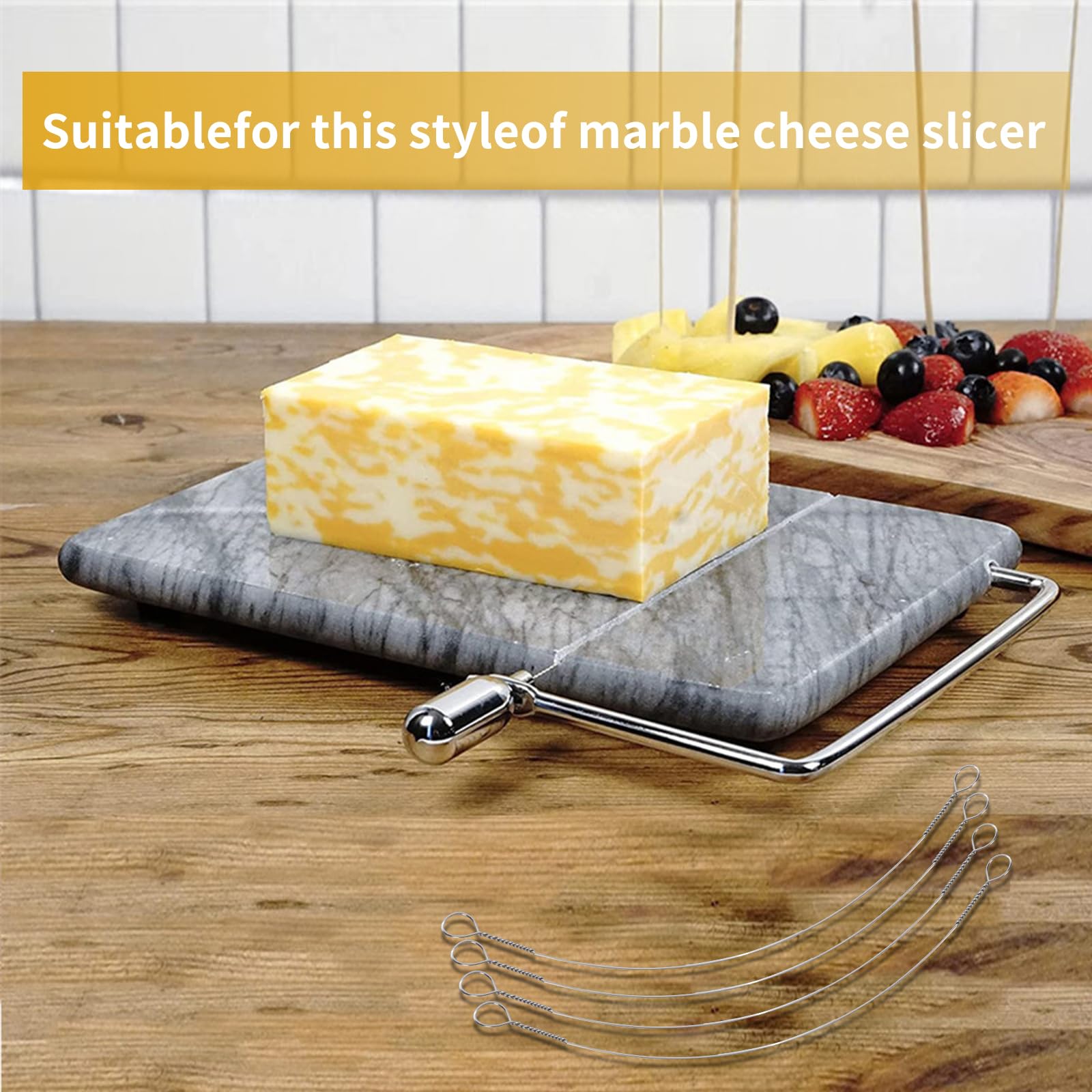 6-Pack Stainless Steel Cheese Slicer Wire Replacement (5.7 Inches) - Compatible with Marble Cheese Boards, Perfect for Cutting Block Cheeses & Butter - Durable Kitchen Tool for Charcuterie, Party Platters & Gourmet Food Preparation