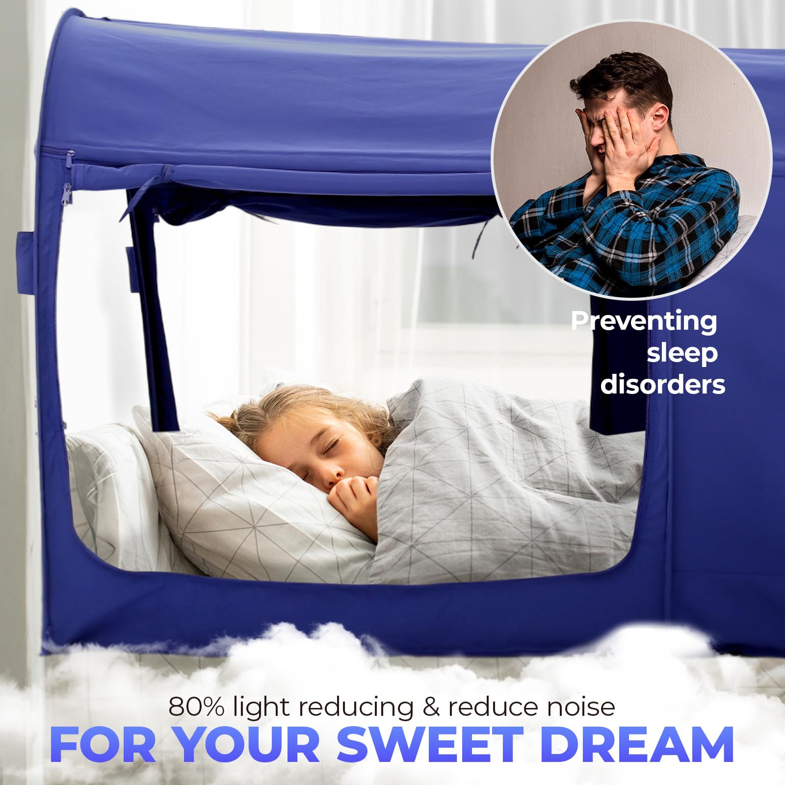 Alvantor Bed Canopy Tent - Twin Size Privacy Sleeping Tent for Kids & Adults, Breathable Grey Pop-Up Bed Tent with Portable Frame, Light Reducing Indoor Canopy (Mattress Not Included) - Perfect for Bedrooms, Dorms, Camping & Creating Cozy Privacy Spaces
