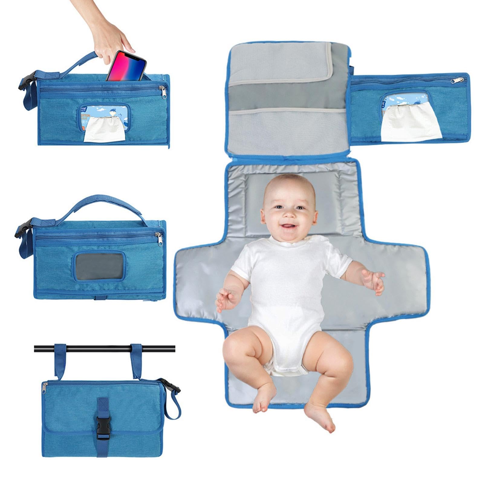 Waterproof Diaper Changing Pad with Built-in Pillow - Multifunctional Travel Changing Mat for Nursery & On-the-Go | Soft Baby Changing Station Cover for Home, Daycare & Car Use