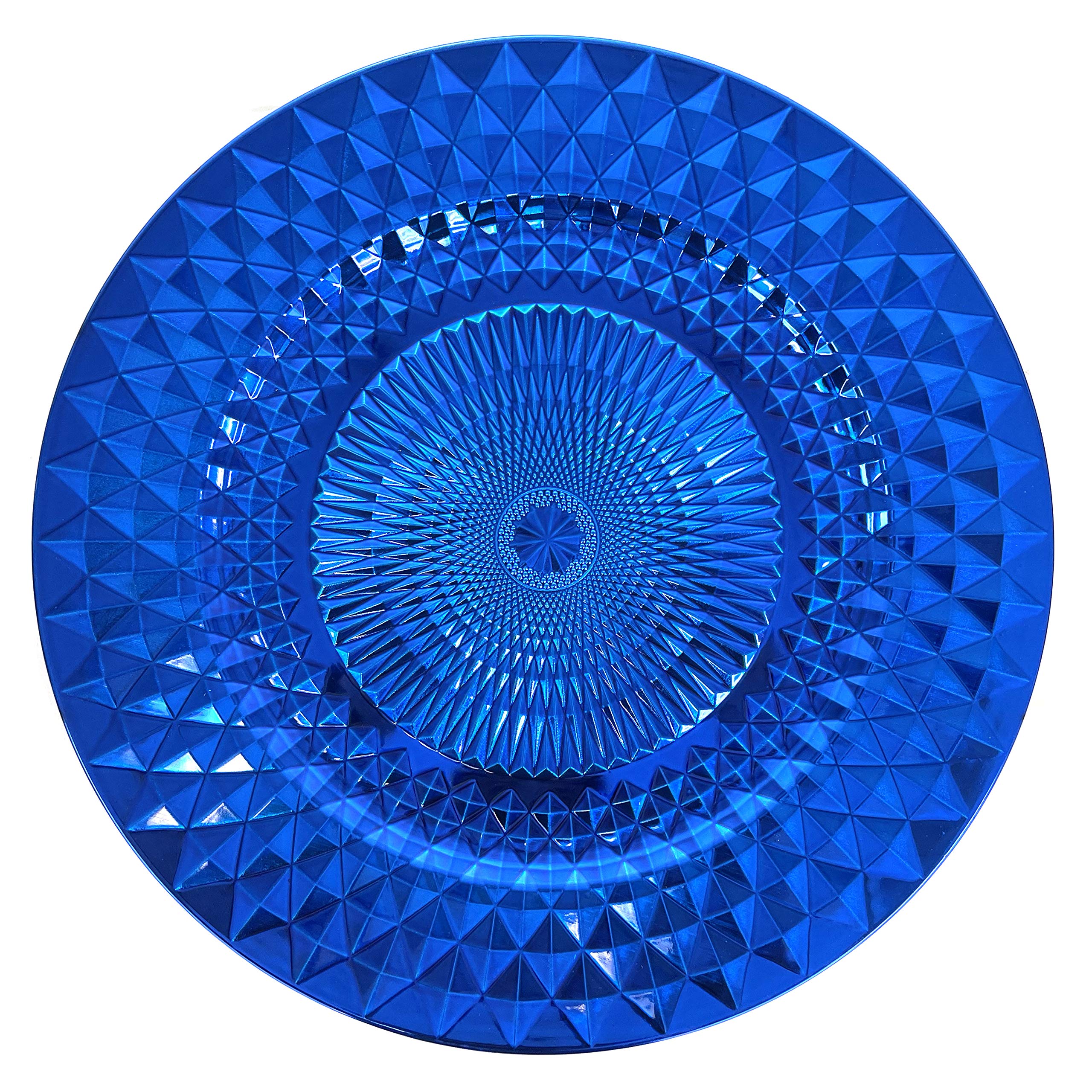 Allgala 13-Inch 6-Pack Heavy Duty Plastic Diamond Pattern Wedding Charger Plates - Royal Blue (HD80407) | Elegant Table Setting for Weddings, Parties & Formal Events