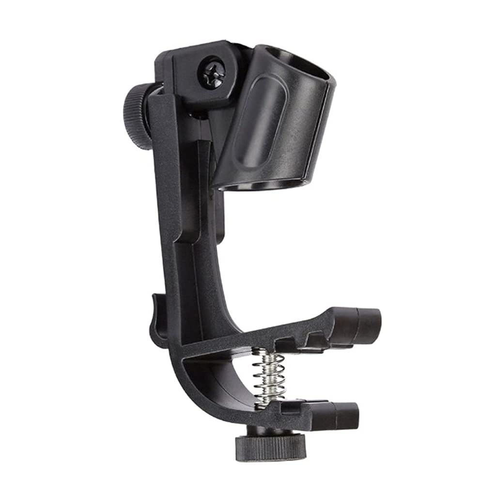 Durable Clip-On Drum Rim Shockproof Microphone Mount - Adjustable Mic Clamp Stand Holder Bracket for Live Performances, Studio Recording & Drum Practice