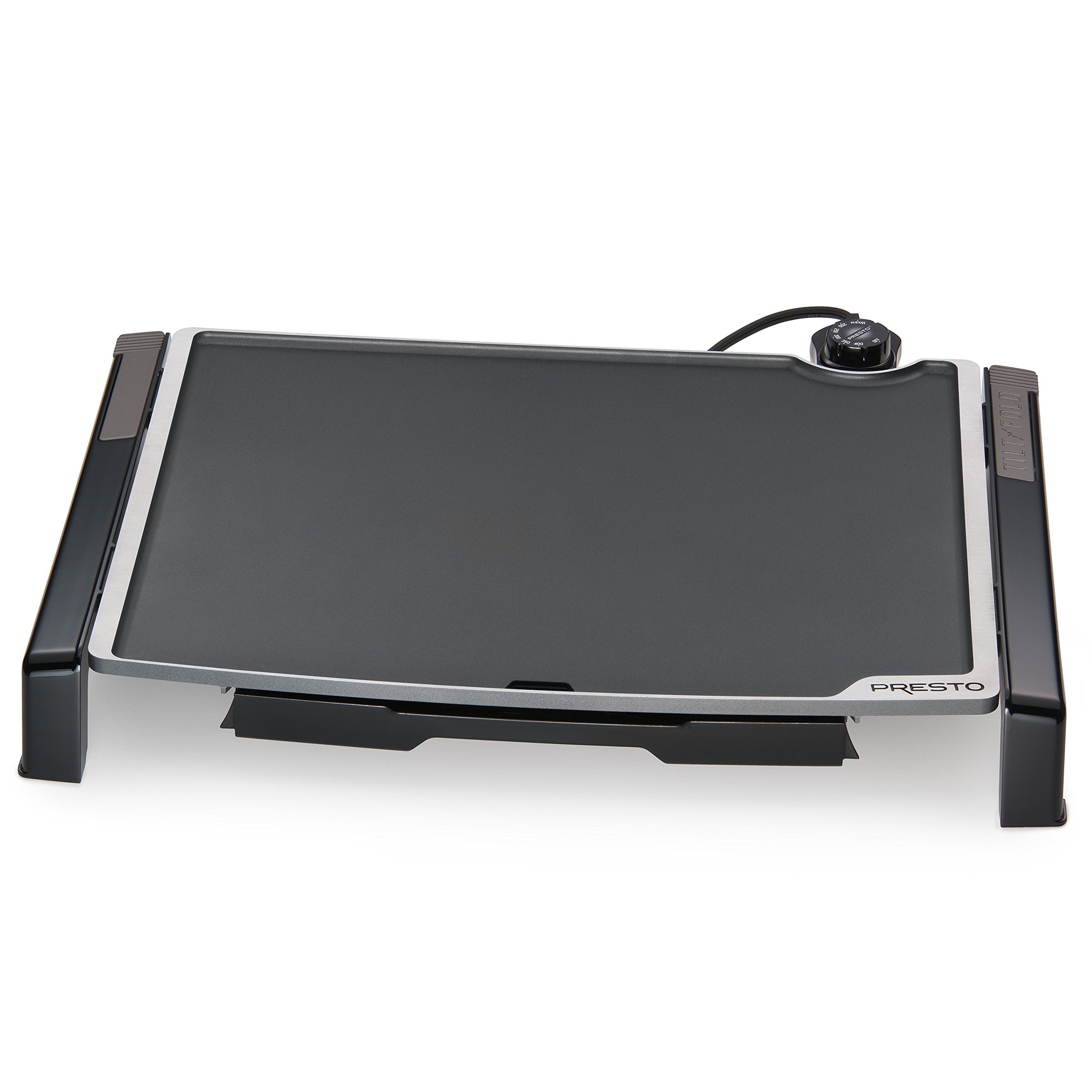 Presto 07073 19-Inch Black Electric Tilt-N-Fold Griddle & 06857 16-Inch Black Electric Foldaway Skillet - Perfect for Home Kitchen, Camping, and Outdoor Cooking