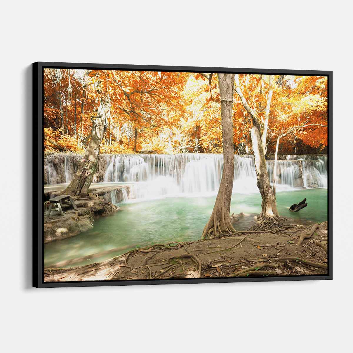 Orange Autumn Waterfall Canvas Wall Art - 2100 Series - Perfect for Living Room, Bedroom & Office Decor
