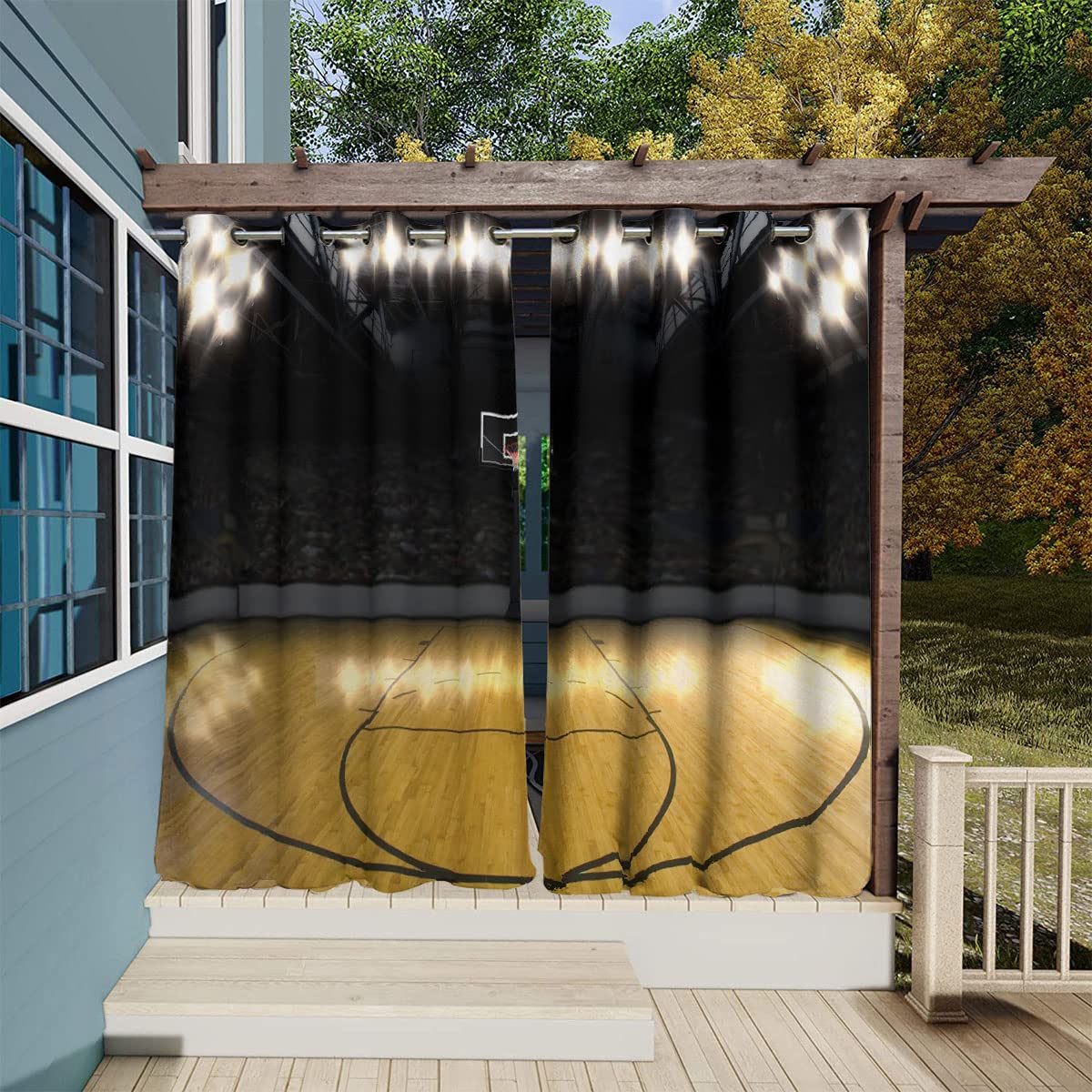 LANQiAO Fashion Drape - Teen Room Decor, Basketball Arena Champion Theme Curtain for Front Porch, Patio, Gazebo, Dock & Beach House (120