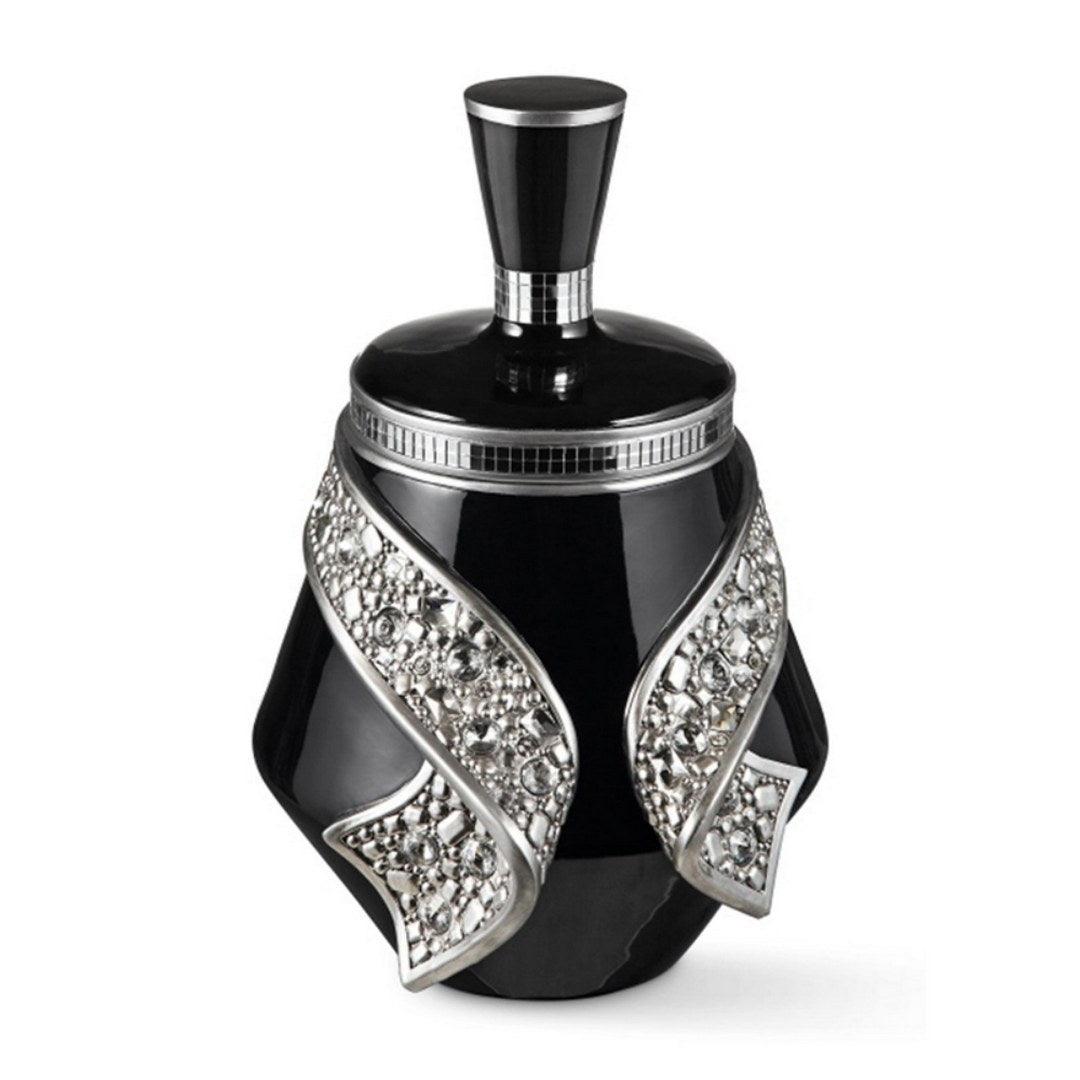 14-Inch Tall Polyresin Decorative Jewelry Box - Stellaire Collection in Elegant Black & Silver Finish | Perfect for Bedroom Vanity, Gift Giving & Jewelry Storage