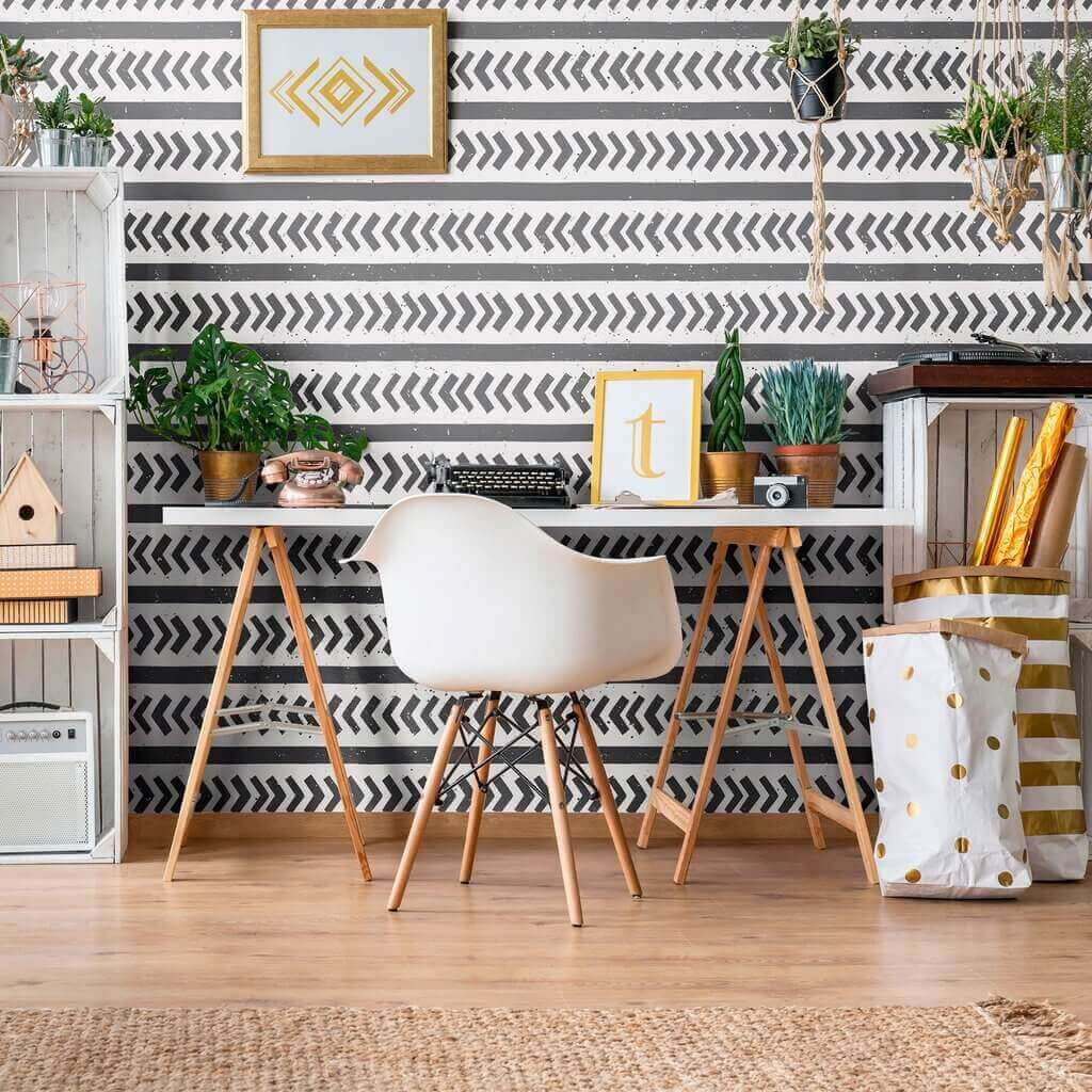 Charcoal and Gray Geometric Peel and Stick Removable Wallpaper for Teens Bedroom - Self-Adhesive Wall Decal for Dorm, Nursery, or Home Decor