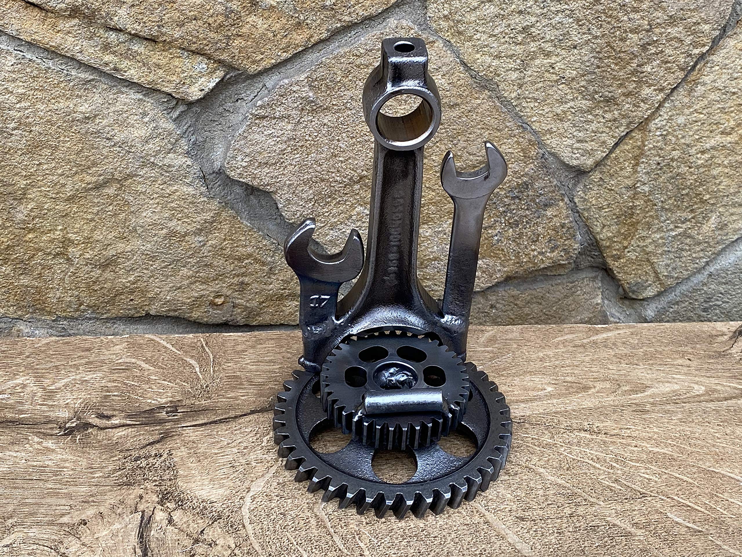 Industrial Decor Metal Phone Stand & Business Card Holder - Durable Steel Smartphone Stand for Office Desk, Home Decor, and Unique Iron Gifts for Coworkers