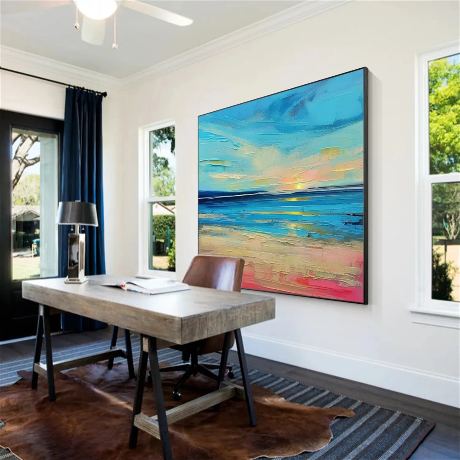 Ocean and Sky Painting #OS 187 - Handmade Canvas Wall Art for Home & Office Decor - Perfect for Living Room, Bedroom, or Office Wall Decoration