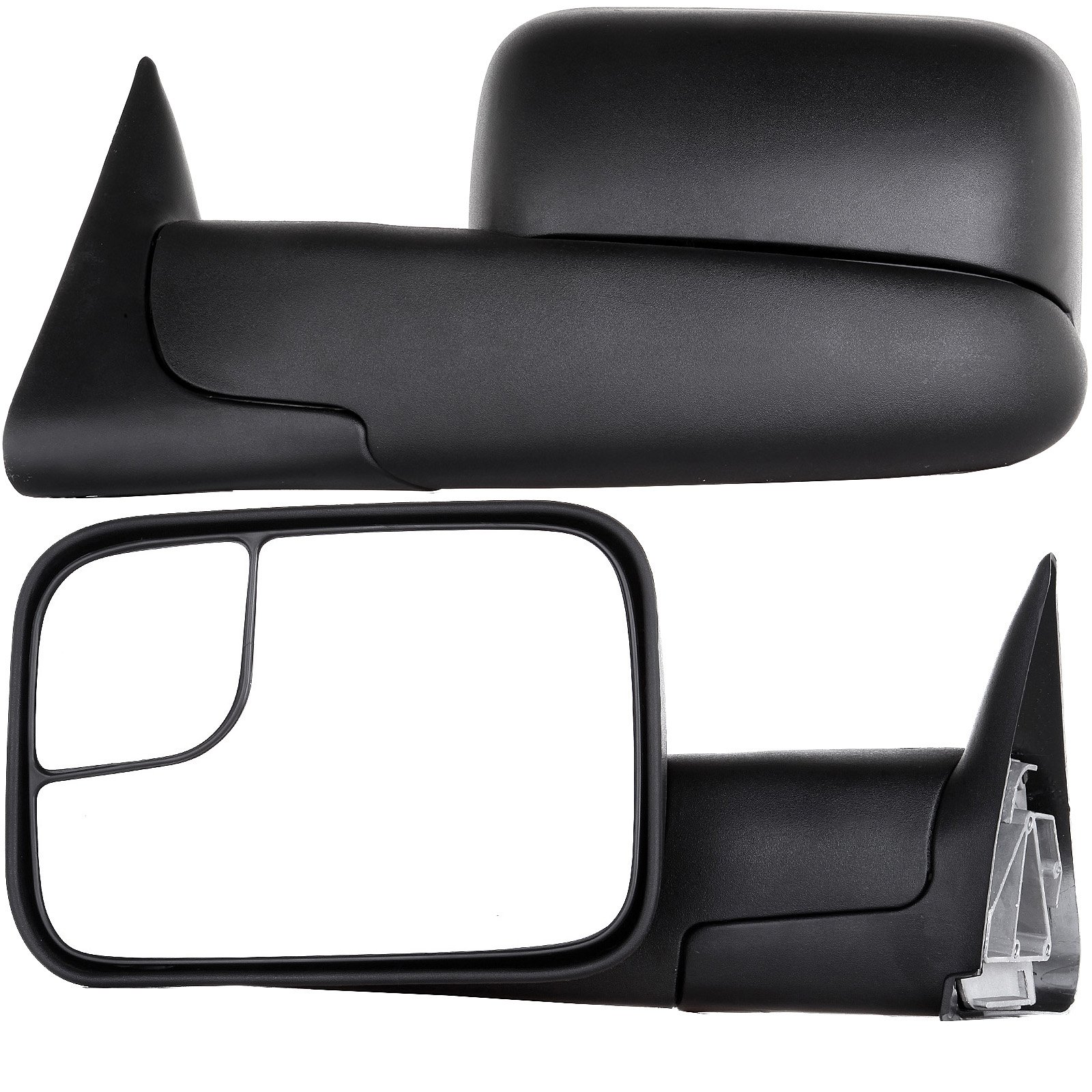 AUTOMUTO Manual Control Towing Mirrors - Black Non-Heated No-Turn Signal for Dodge Ram 1500/2500/3500 (1994-2002) - Driver & Passenger Side Tow Mirrors | Perfect for Towing Trailers, Boats & Heavy Loads