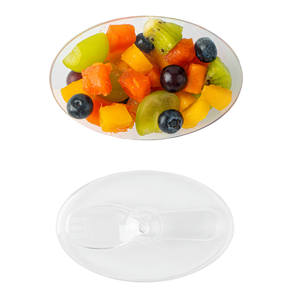 4 oz Clear Plastic Deli Containers with Lids & Sporks - 100 Pack (4.5