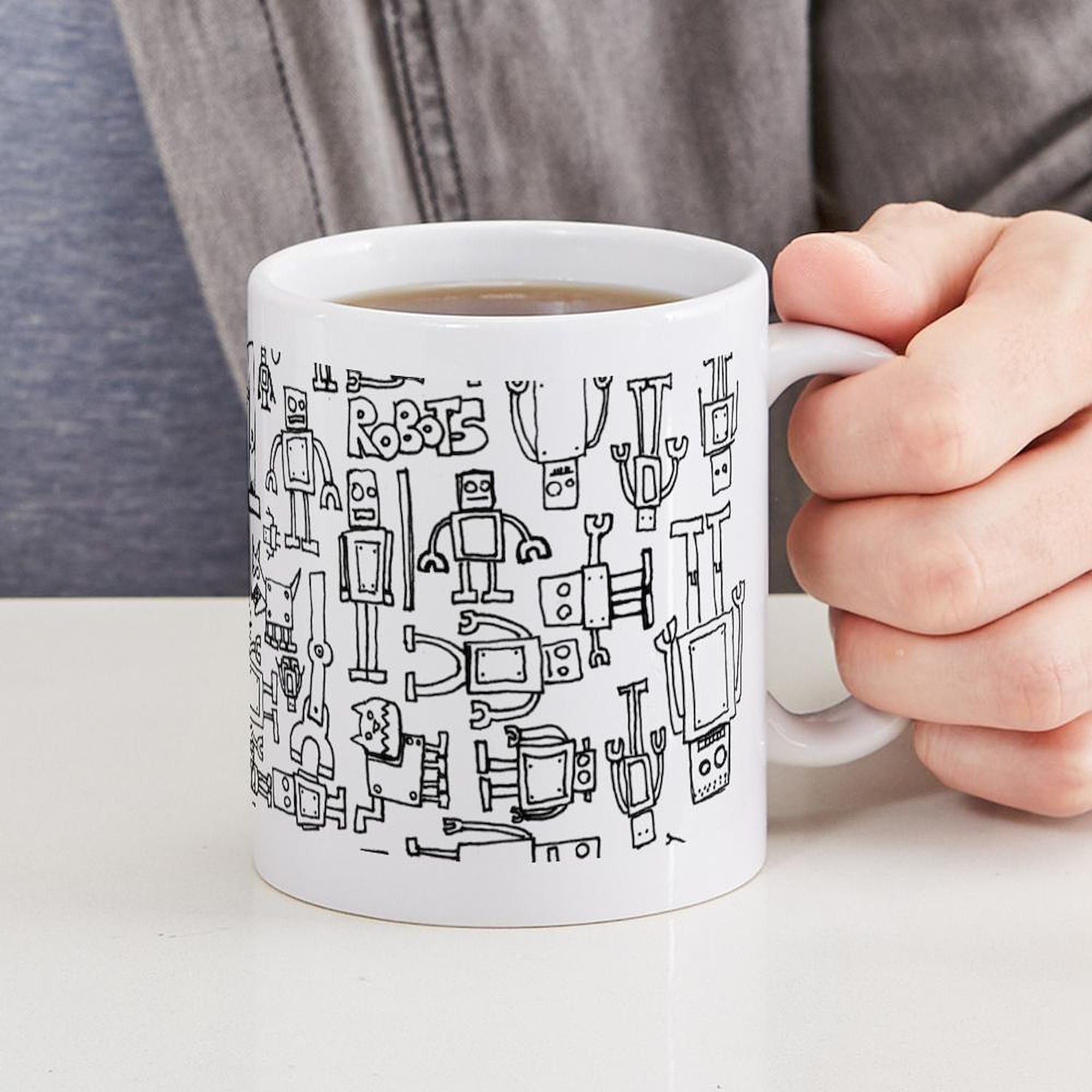 Robots Ceramic Coffee Mug 11 oz (325 ml) - Unique Gift for Tech Lovers, Office Use & Home Coffee Breaks