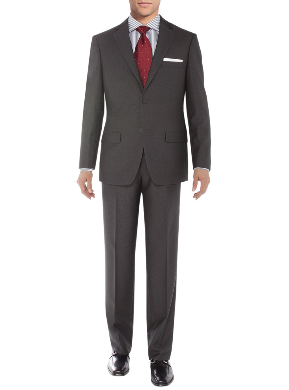 Salvatore Exte Men's Modern Fit Two-Button Sharkskin Suit Set - Jacket & Pants for Business, Weddings & Formal Events
