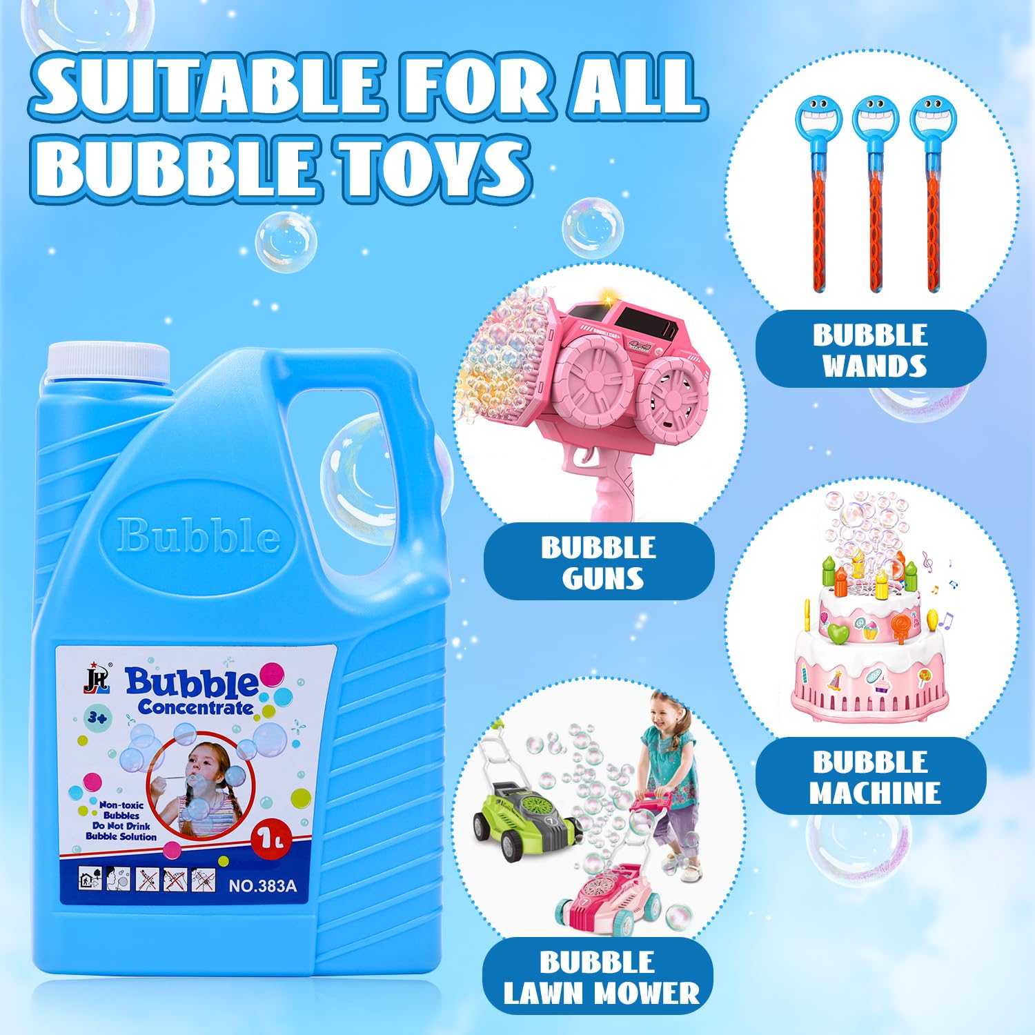 EagleStone Bubble Solution Refill 2x64oz - Concentrated for Bubble Machines & Wands - Outdoor Party & Kids Play