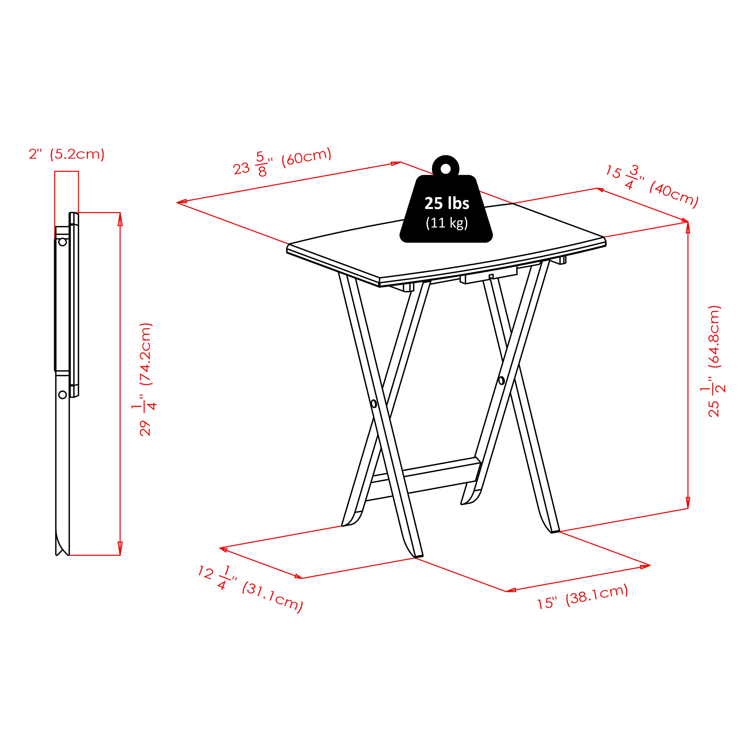 WINSOME Dorian Oversized 5-Piece Snack Table Set with Brown Base in Oyster Gray - 23.62