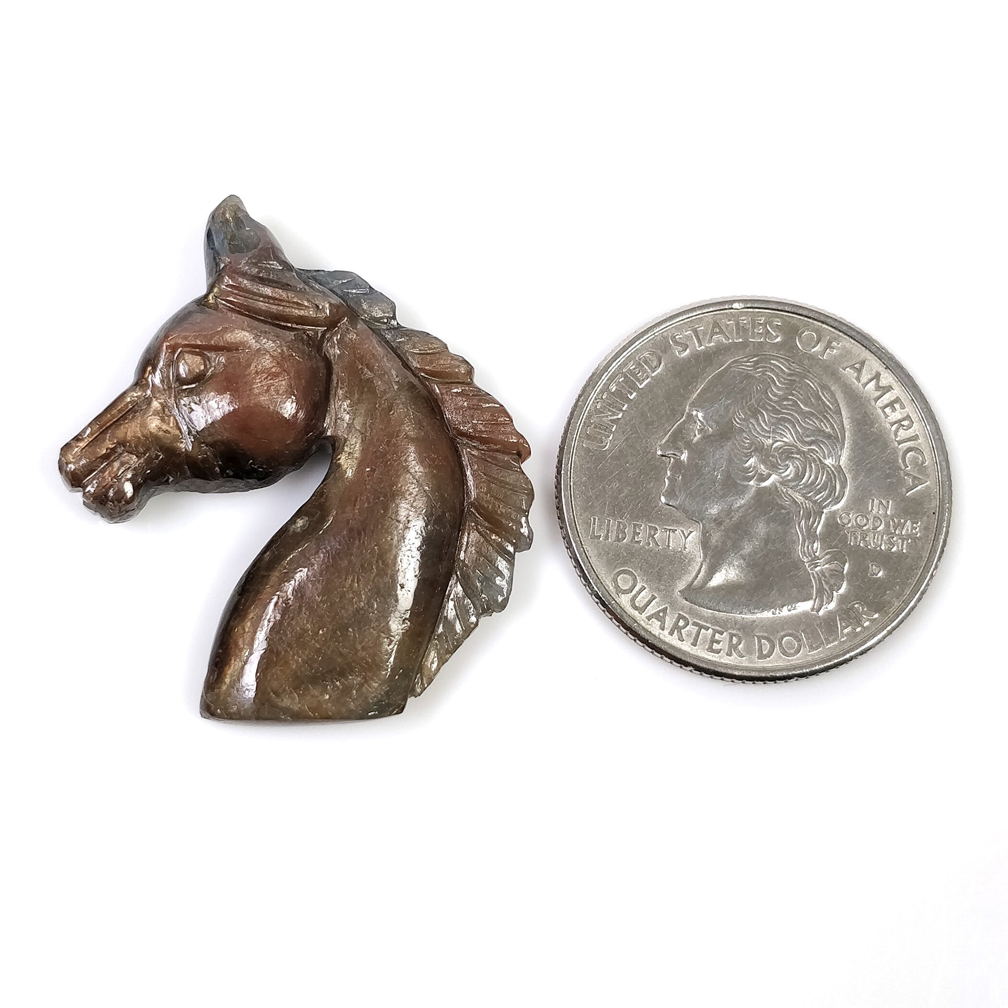 Natural Untreated Golden Brown Chocolate Blue Sapphire Gemstone Carving - 39.10cts Hand Carved Horse (33x24mm) for Jewelry Making, Collectibles & Spiritual Healing