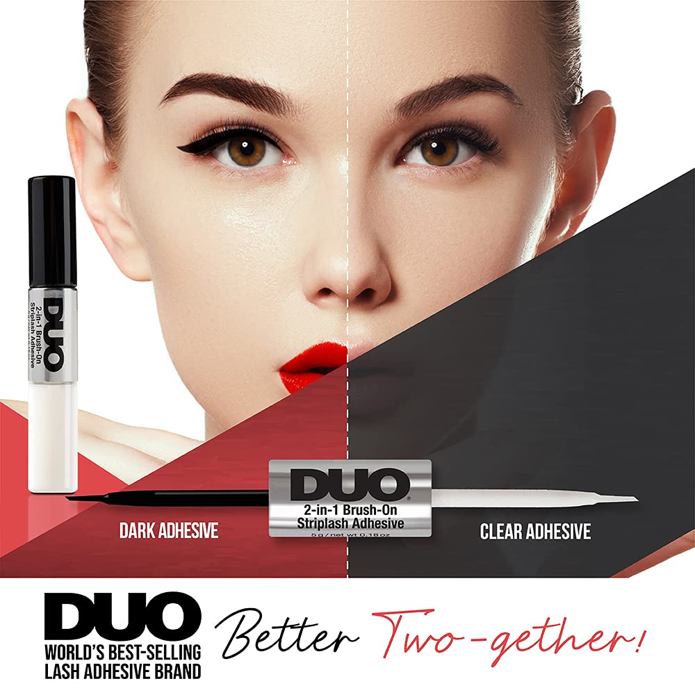 DUO 2-in-1 Brush On Clear & Dark Eyelash Glue – Waterproof False Lash Adhesive for Strip Lashes, Long Lasting Lash Glue for Sensitive Eyes, 0.18 oz (1 Pack) – Perfect for Daily Wear, Special Occasions & Professional Makeup Artists