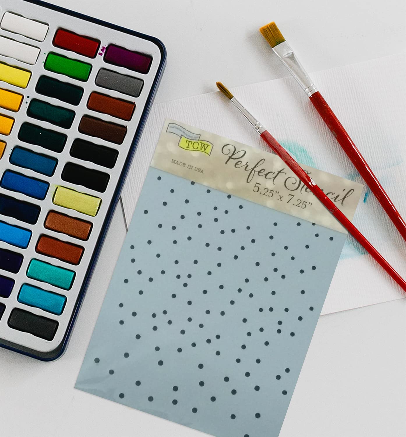 Mixed Media Stencils Set - Polka Dot, Bubble, Halftone & Grid Stencils for Painting, Card Making, Scrapbooking - Reusable DIY Circle Templates with White Cardstock - Perfect for Art Journals, Wall Decor & DIY Home Projects