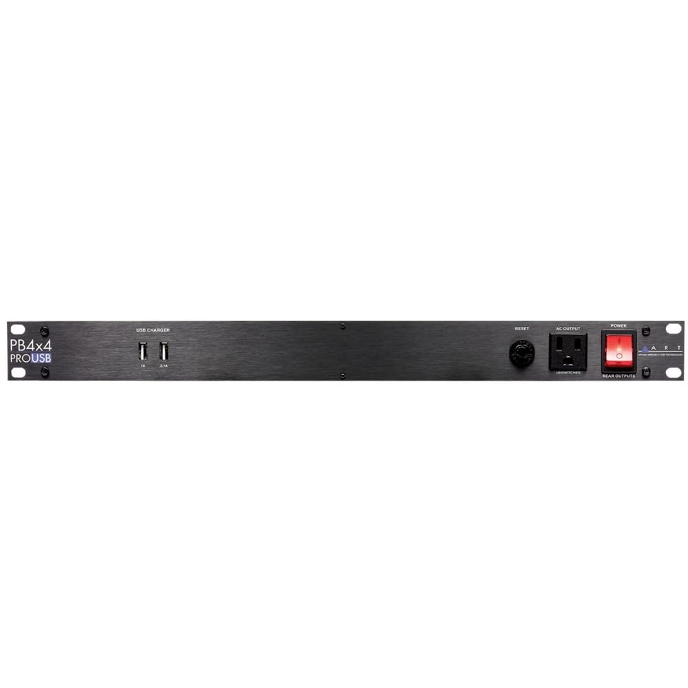 ART PB 4x4 PRO USB Rackmount 9-Outlet Power Conditioner & Surge Protector for Studio Equipment, DJ Gear, and Server Racks