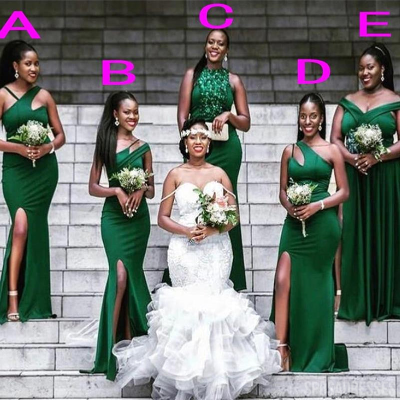 Elegant Mismatched Green High Slit Long Bridesmaid Dress - WG998 | Perfect for Weddings, Formal Events & Special Occasions