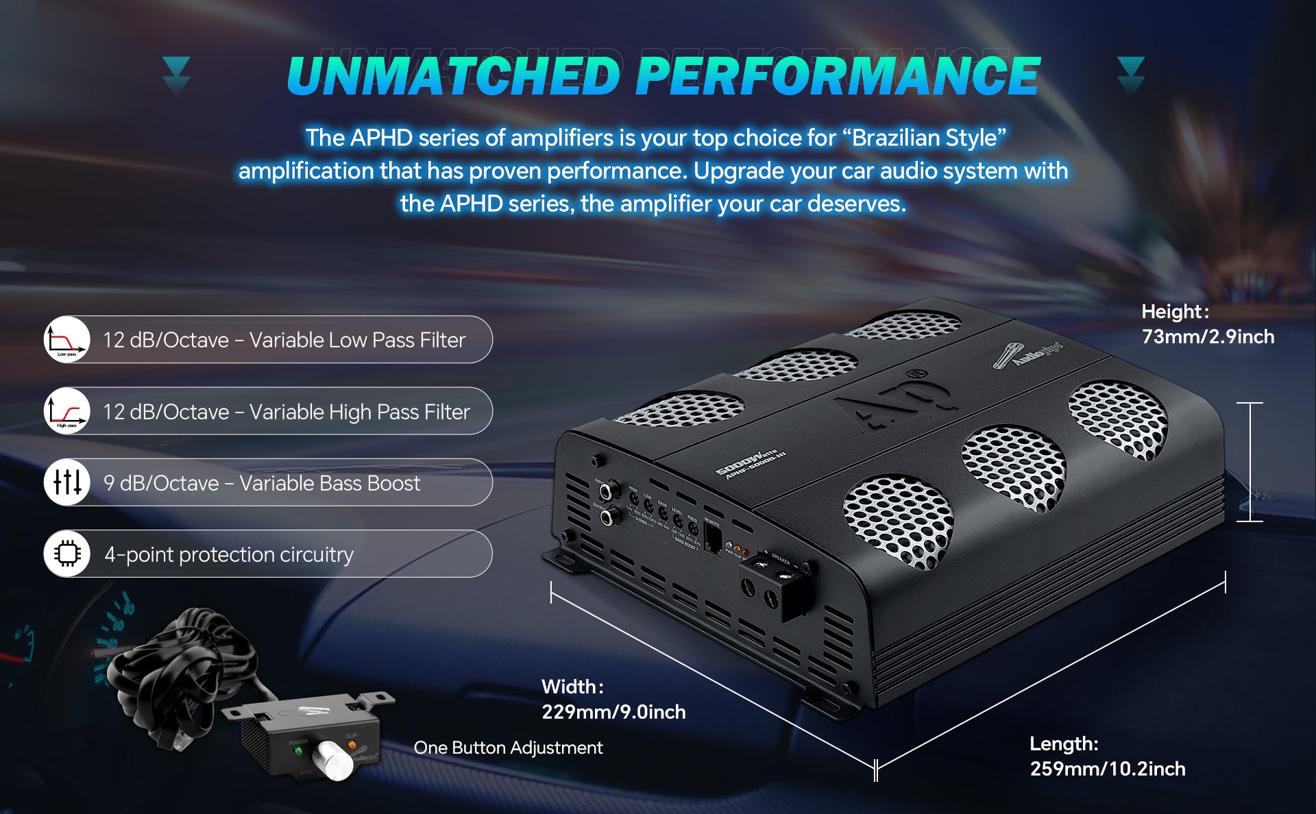 5000W Full Range Class D Mosfet Amplifier (APHF 5000D H2) - High Power Car Audio Amp for Subwoofers & Speakers | Perfect for Car Stereo Systems & Home Theater Setups
