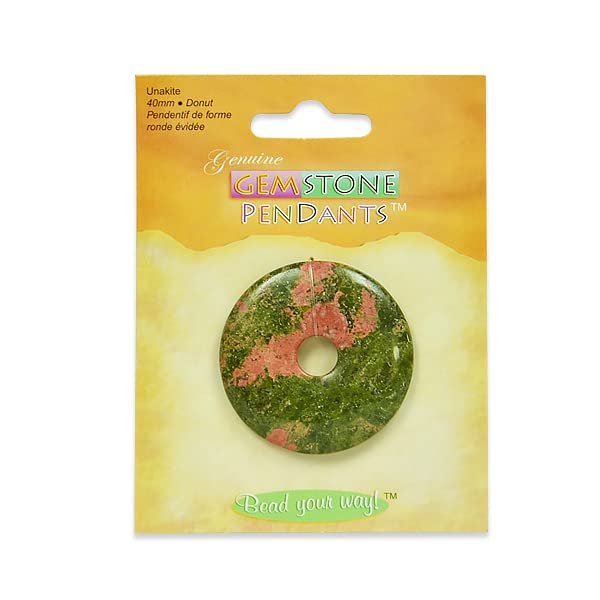 Expo International 6-Pack Unakite Donut Pendant Necklace Beads | Natural Stone Jewelry for Women, DIY Crafting & Gift Giving | Healing Crystal for Meditation & Spiritual Energy