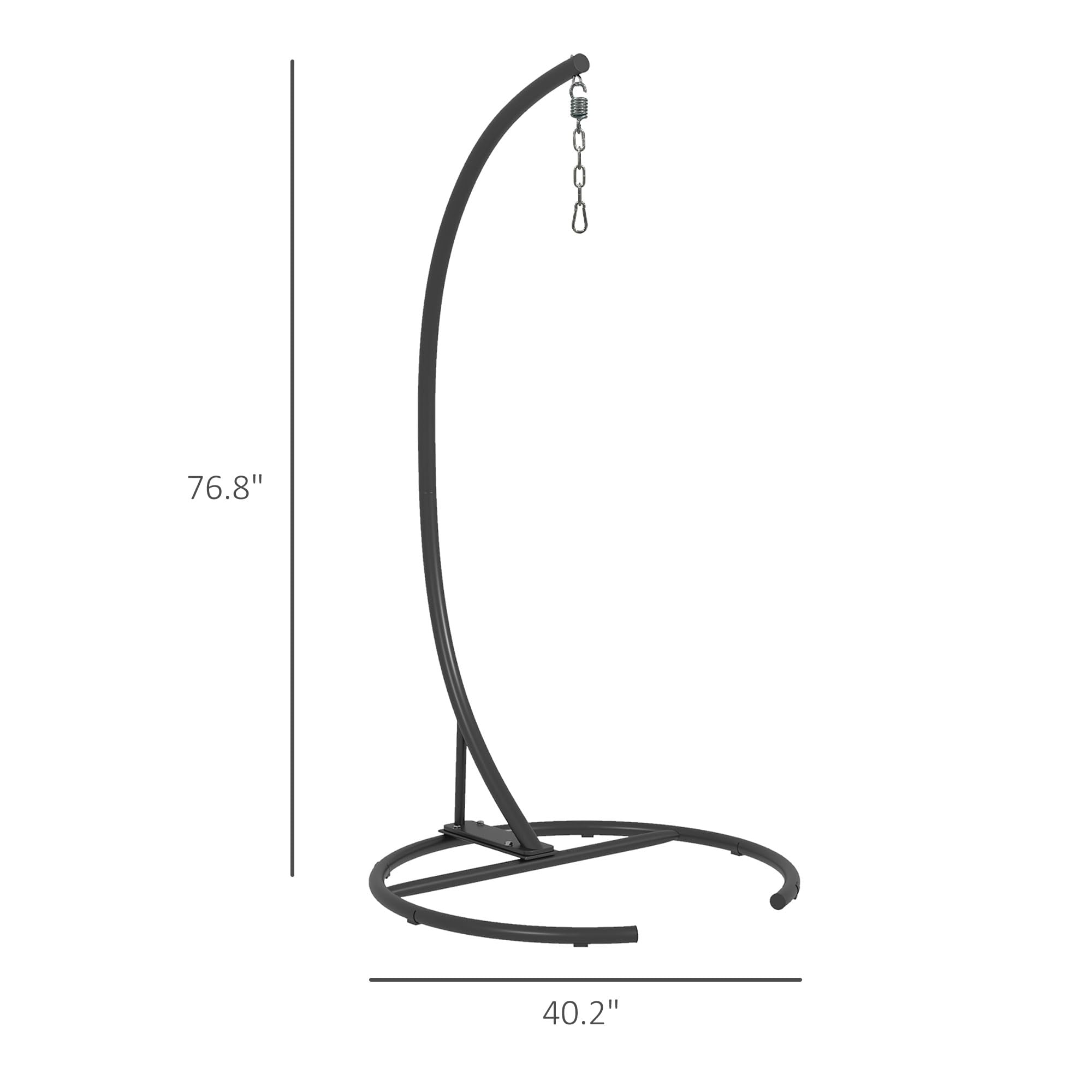 Outsunny Black Hanging Hammock Chair Stand with Round Base - Sturdy Frame for Hammock Chairs, Egg Chairs & Porch Swings - Indoor/Outdoor Use for Patio, Garden, Balcony & Living Room Relaxation