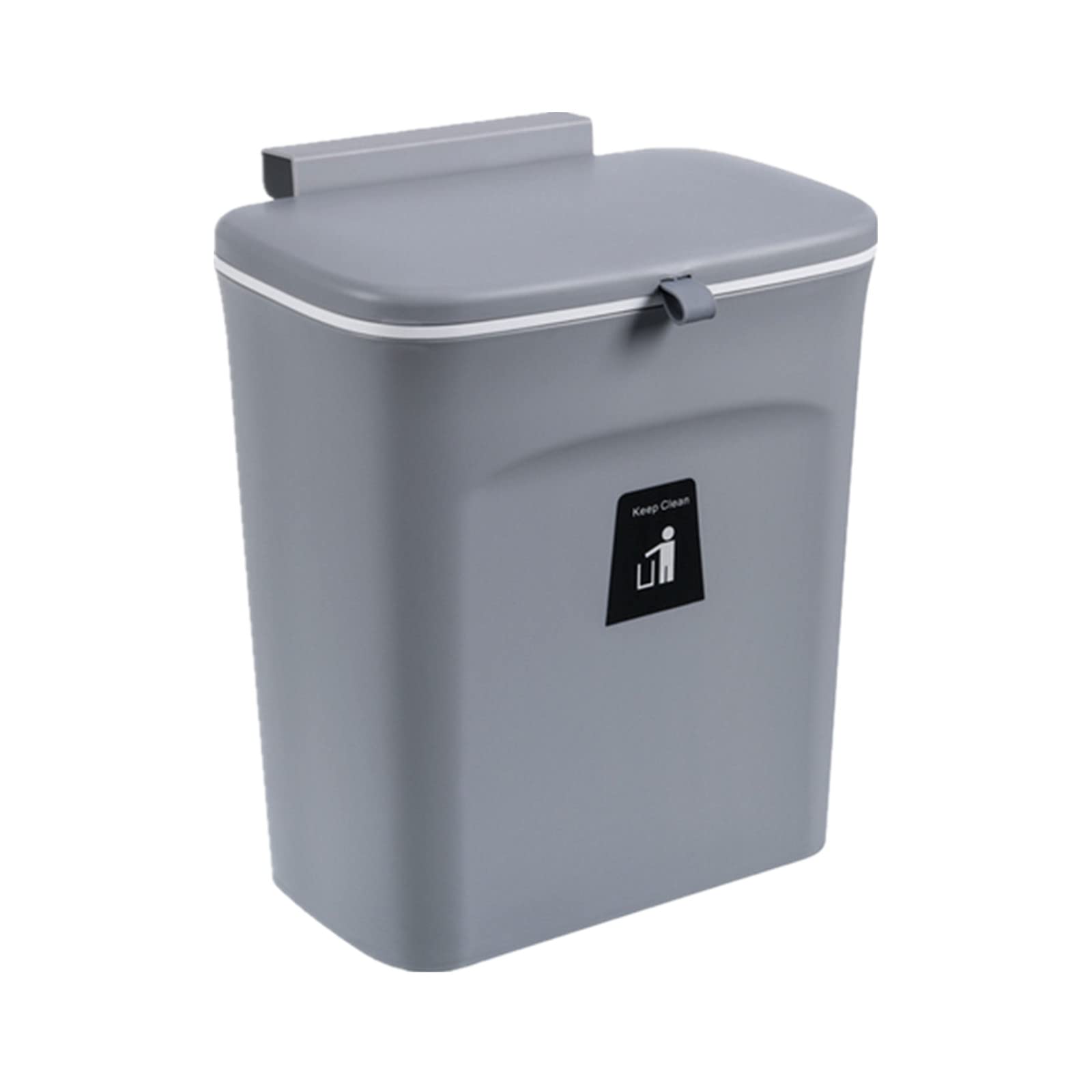 TOPROAD 2.4 Gallon Wall Mounted Kitchen Trash Can with Lid - Small Waste Bin for Countertop, Under Sink, Bathroom, Bedroom, Office & Camping - Space Saving Grey Compost Bin for Home & Outdoor Use