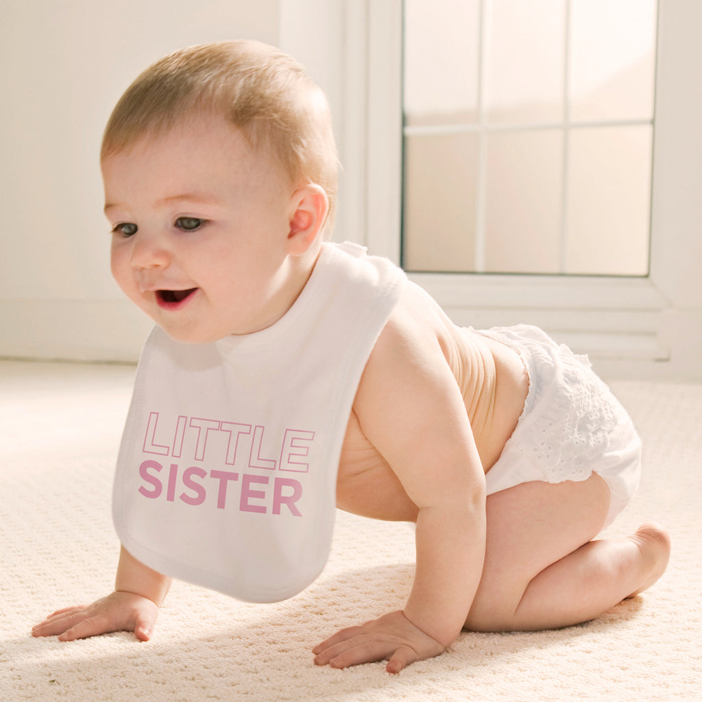 Custom Little Sister Long Sleeve T-Shirt & Bib Gift Set - Perfect for Birthdays, Baby Showers & Sibling Matching Outfits