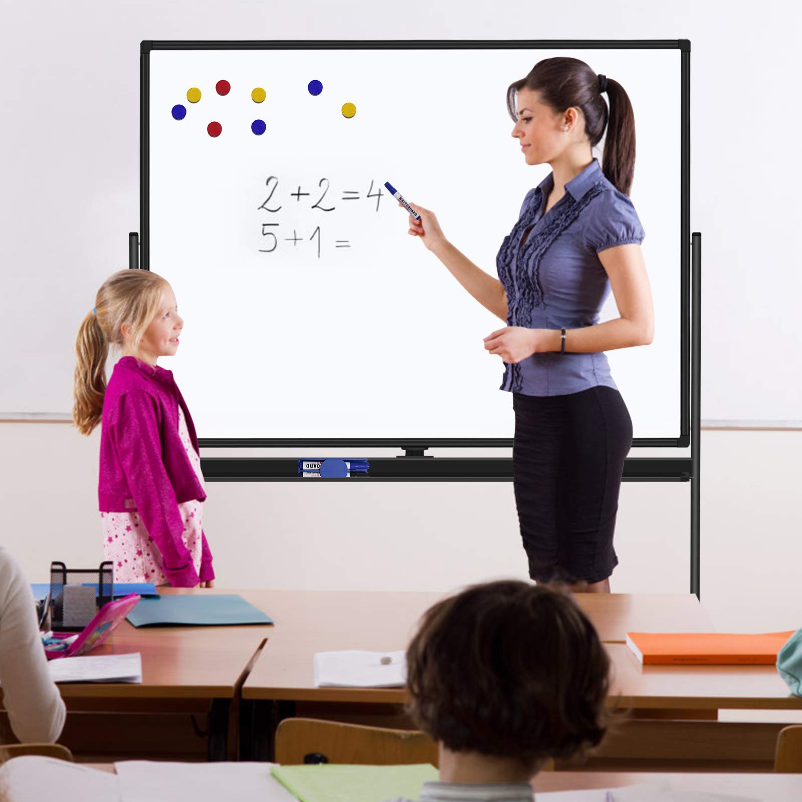48x36 Inch Mobile Double-Sided Magnetic Dry Erase Whiteboard on Wheels - Commercial Rolling Whiteboard with Sturdy Stand for Home Office School & Conference Rooms | Perfect for Presentations, Classrooms & Team Brainstorming