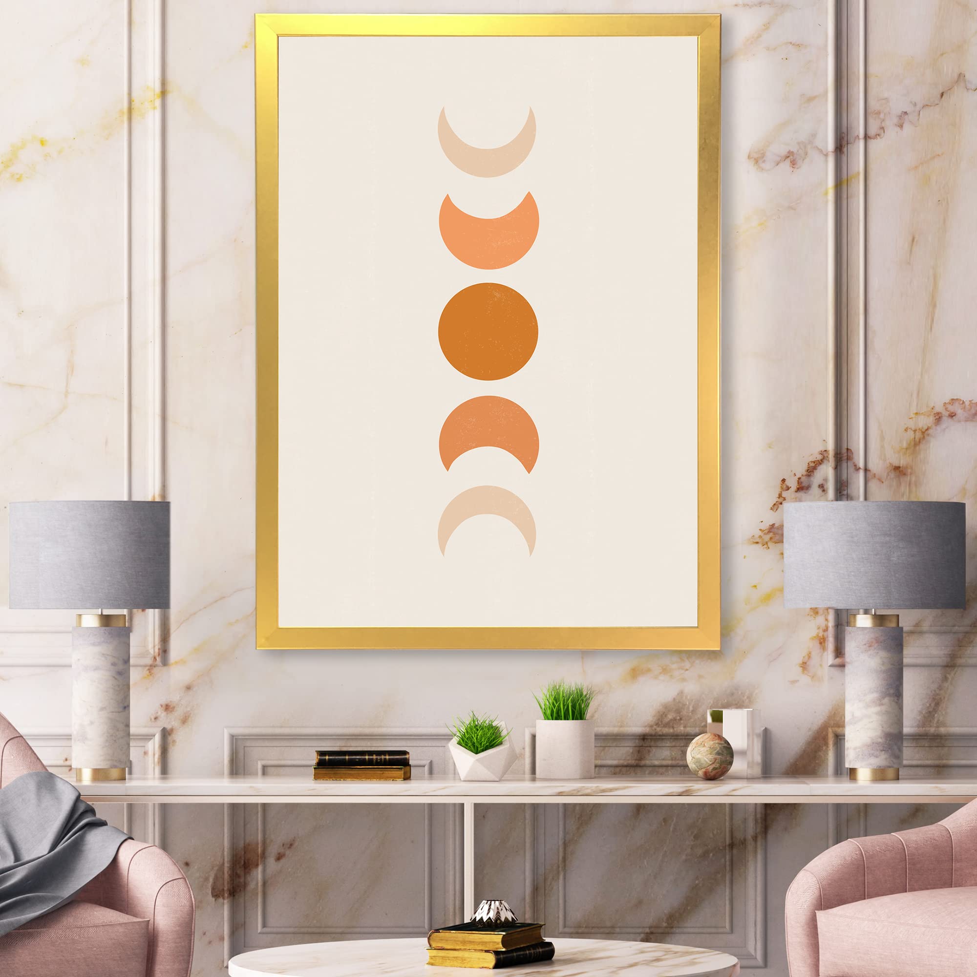 Minimalist Moon Phases Wall Art - Modern Framed Home Decor for Living Room, Bedroom & Office - Stylish Celestial Print for Boho & Scandinavian Interior Design