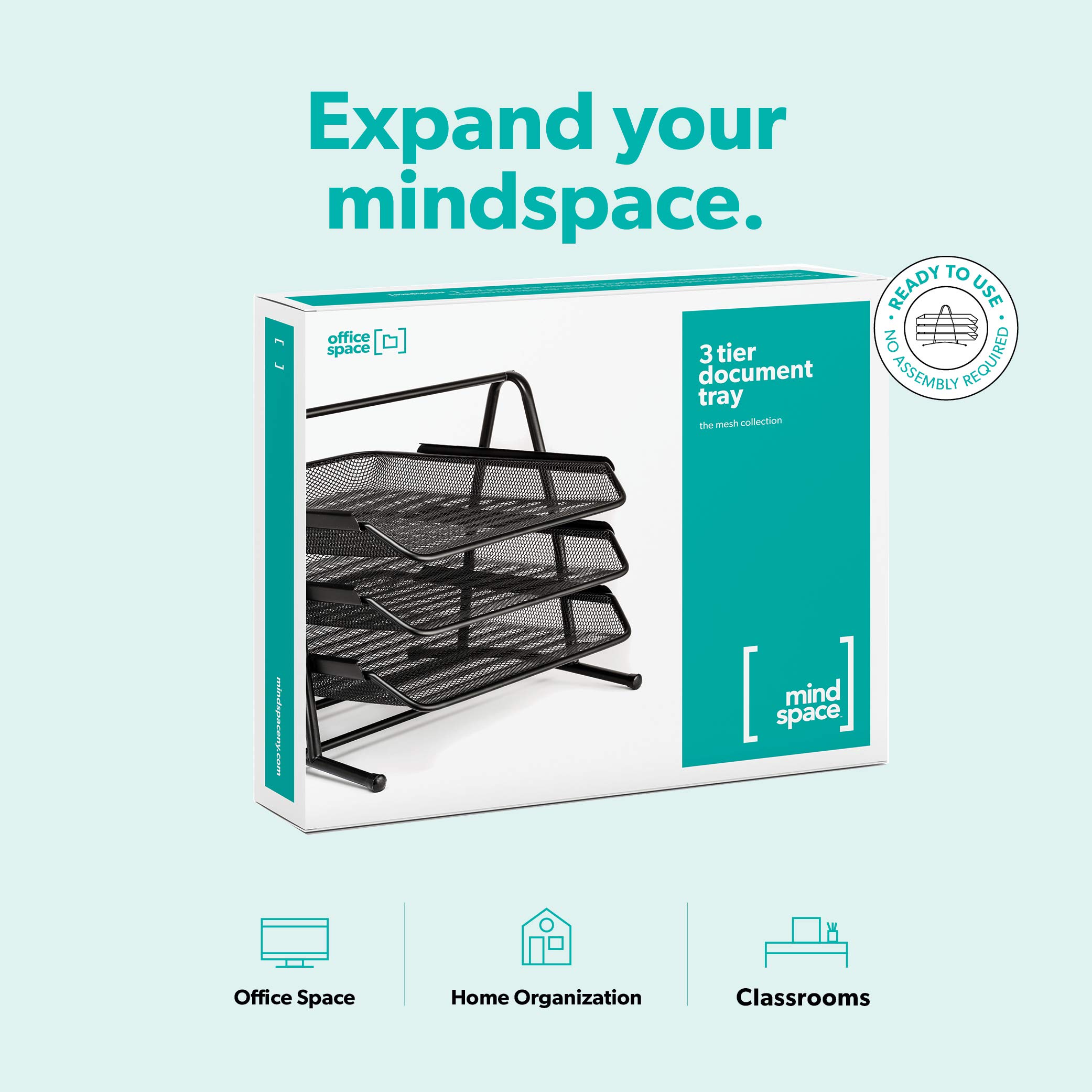Mindspace 3-Tier Mesh Desk Organizer - Black Stackable Paper Tray & File Holder for Office Document Organization | Perfect for Home Office, Workstation, and School Desk Accessories
