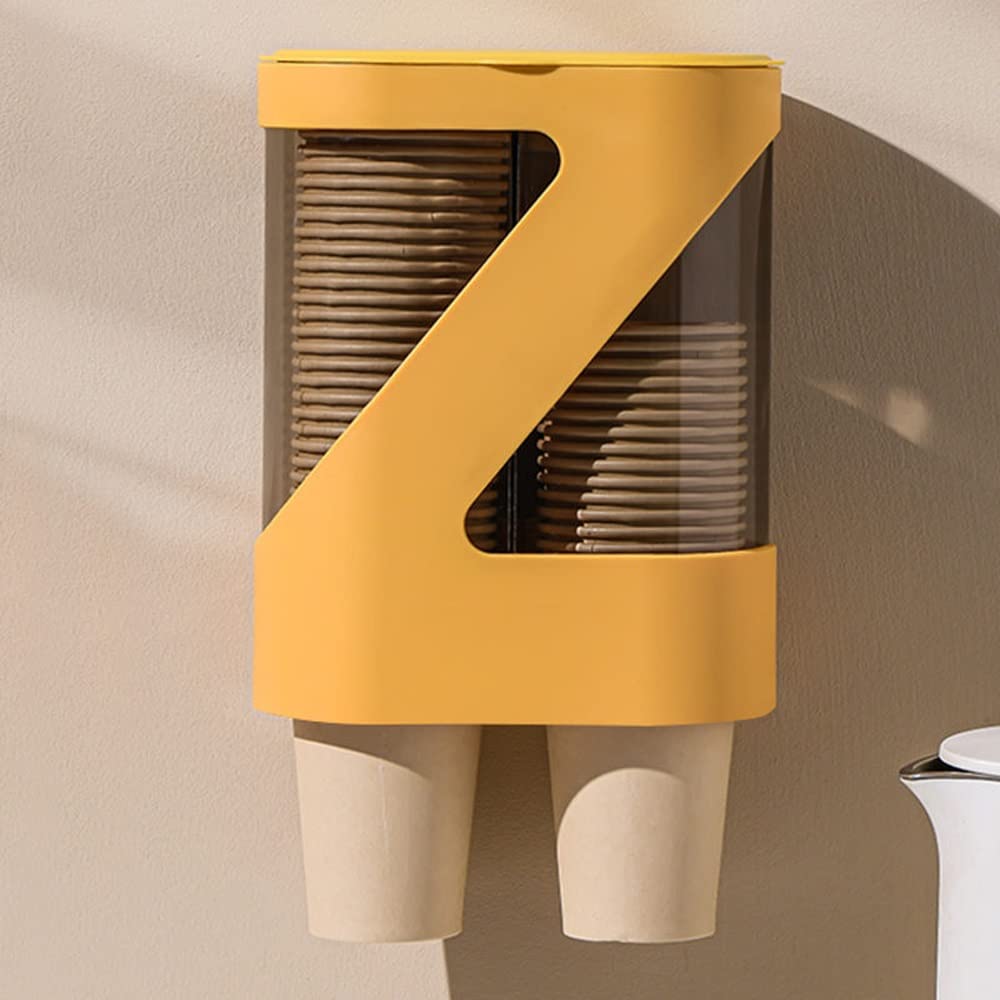 Wall Mount Paper Cup Dispenser - Pull Type Holder for Disposable Small Cups | White | Perfect for Home, Bathroom, Hospital, Office & Gym Use
