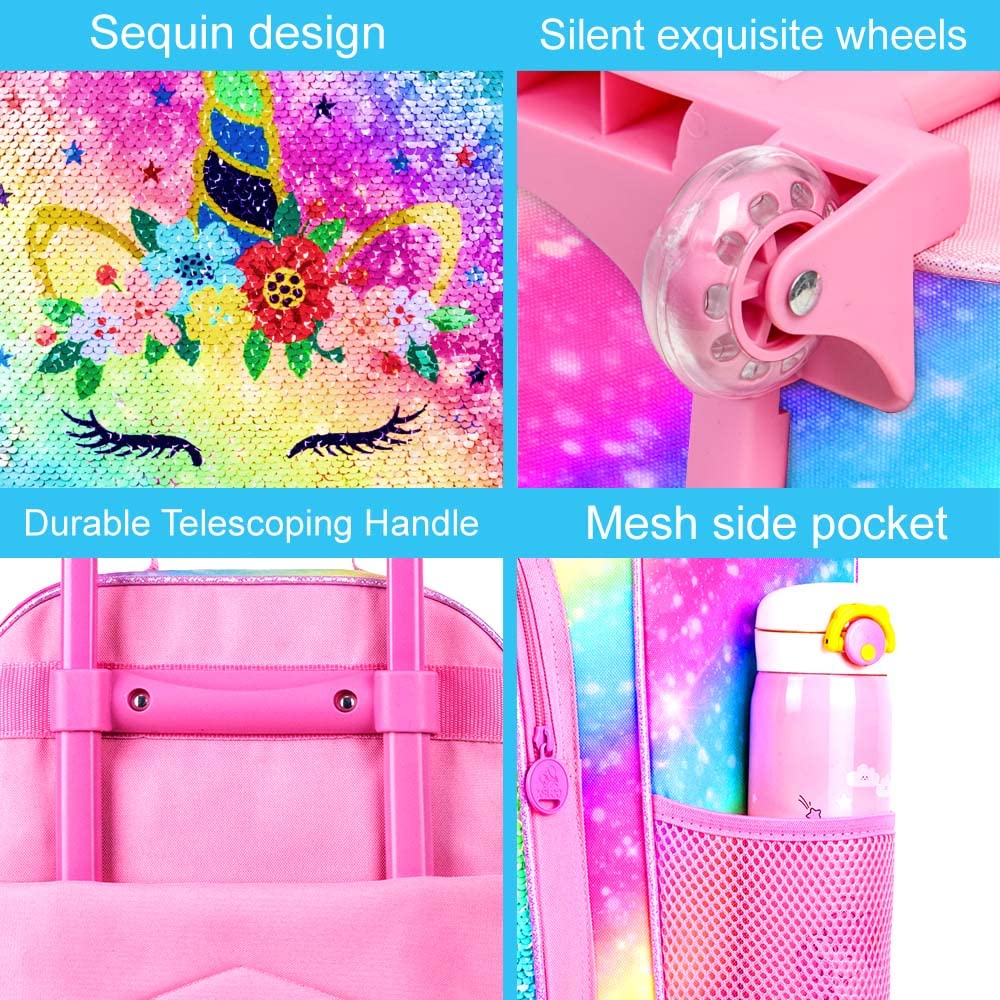 Kids Rolling Luggage for Boys & Girls - Toddler Travel Carry-On Suitcase with Wheels | Perfect for Airplane Trips, Family Vacations & School Sleepovers