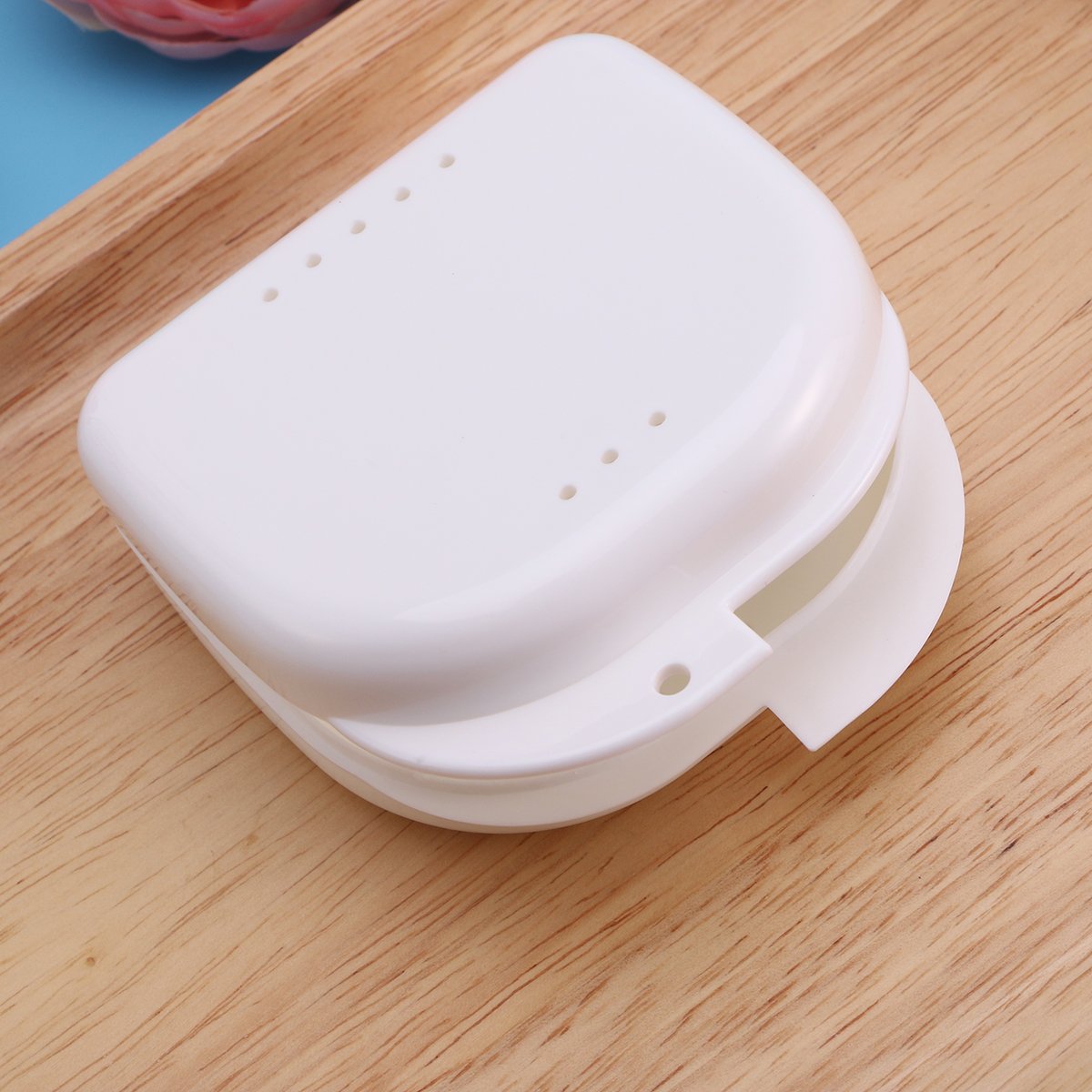 Healifty Denture Retainer Box with Hole - White Prosthetic Storage Case for Braces, Aligners & Mouthguards - Perfect for Travel & Daily Dental Care