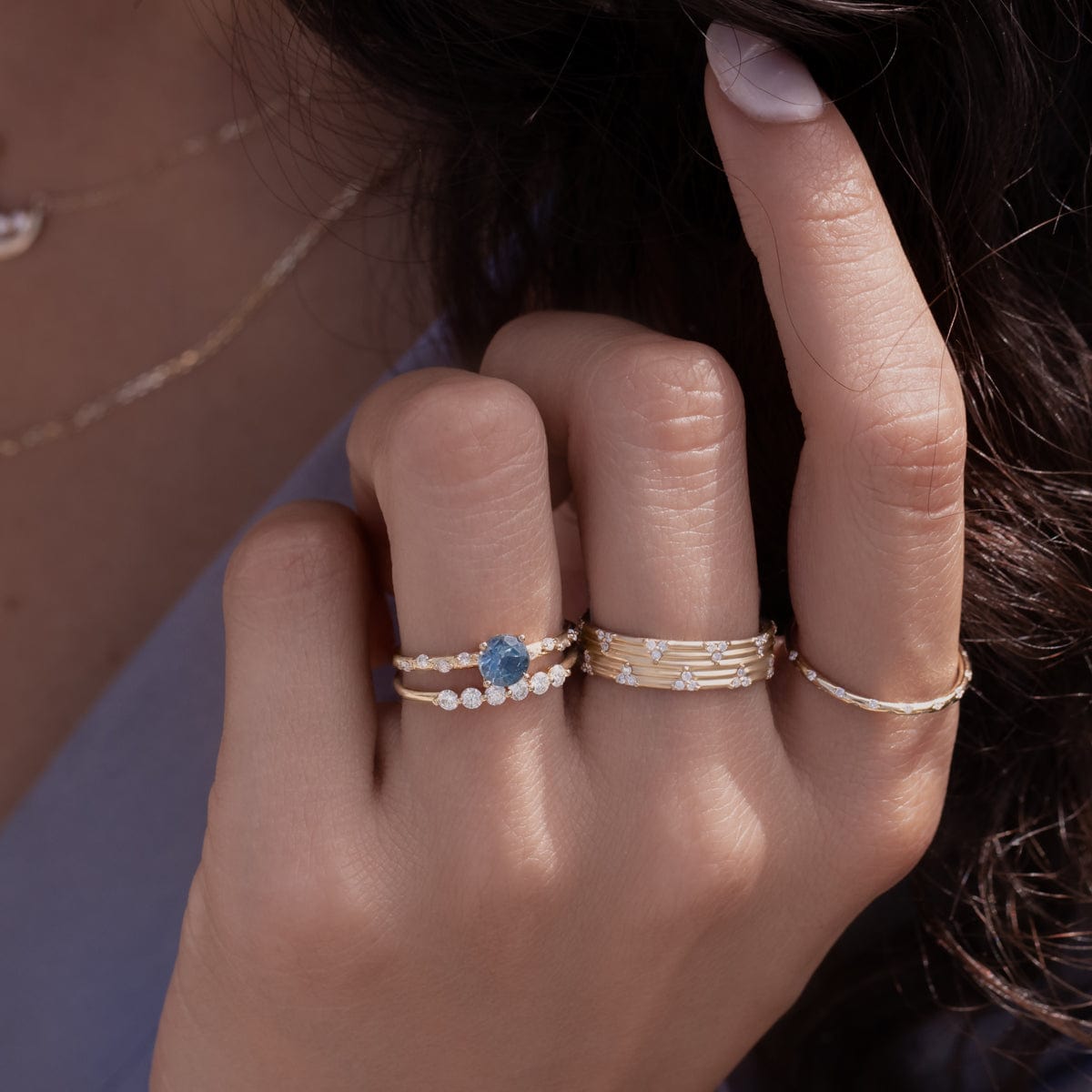 Starry Ocean Blue Ring for Women - Elegant Silver Wave Design Jewelry - Perfect for Beach Weddings, Date Nights & Gifts